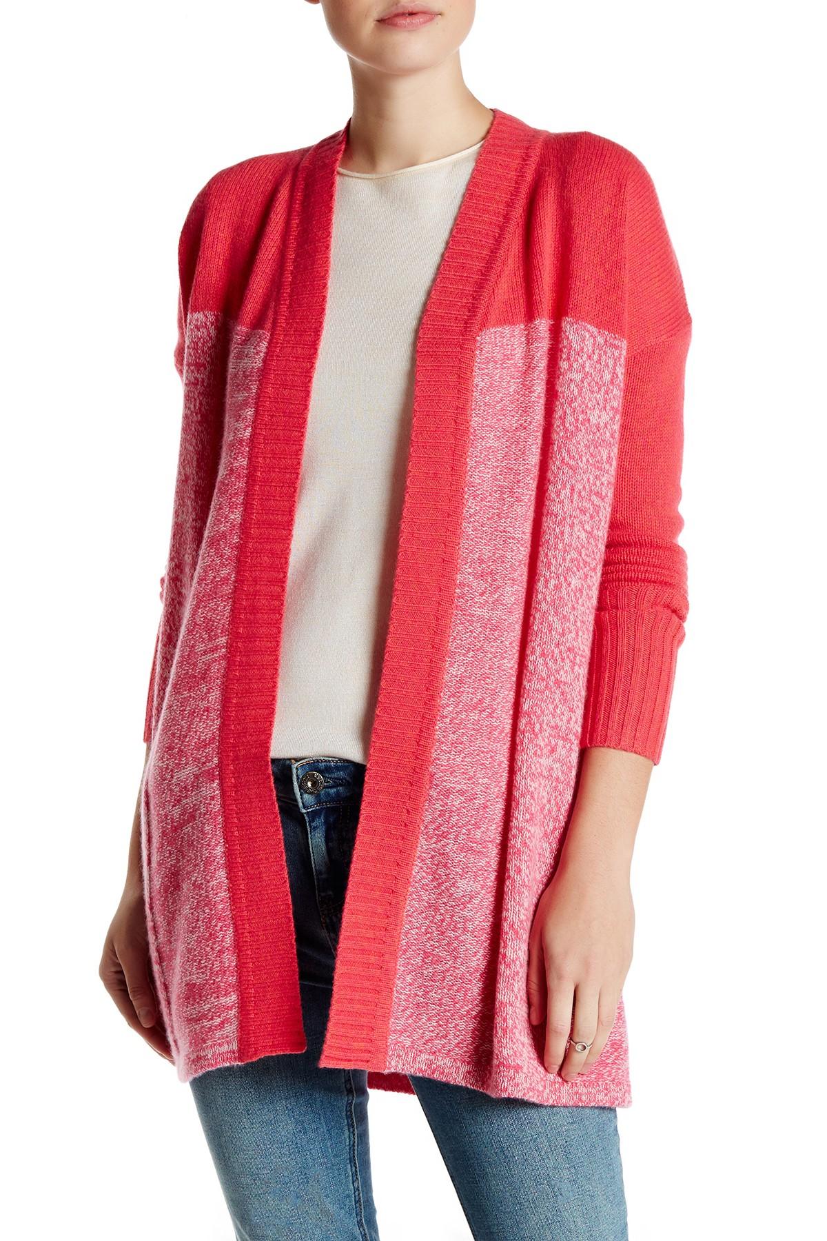 Lyst - Kinross Cashmere Marled Colorblock Cashmere Cardigan in Pink