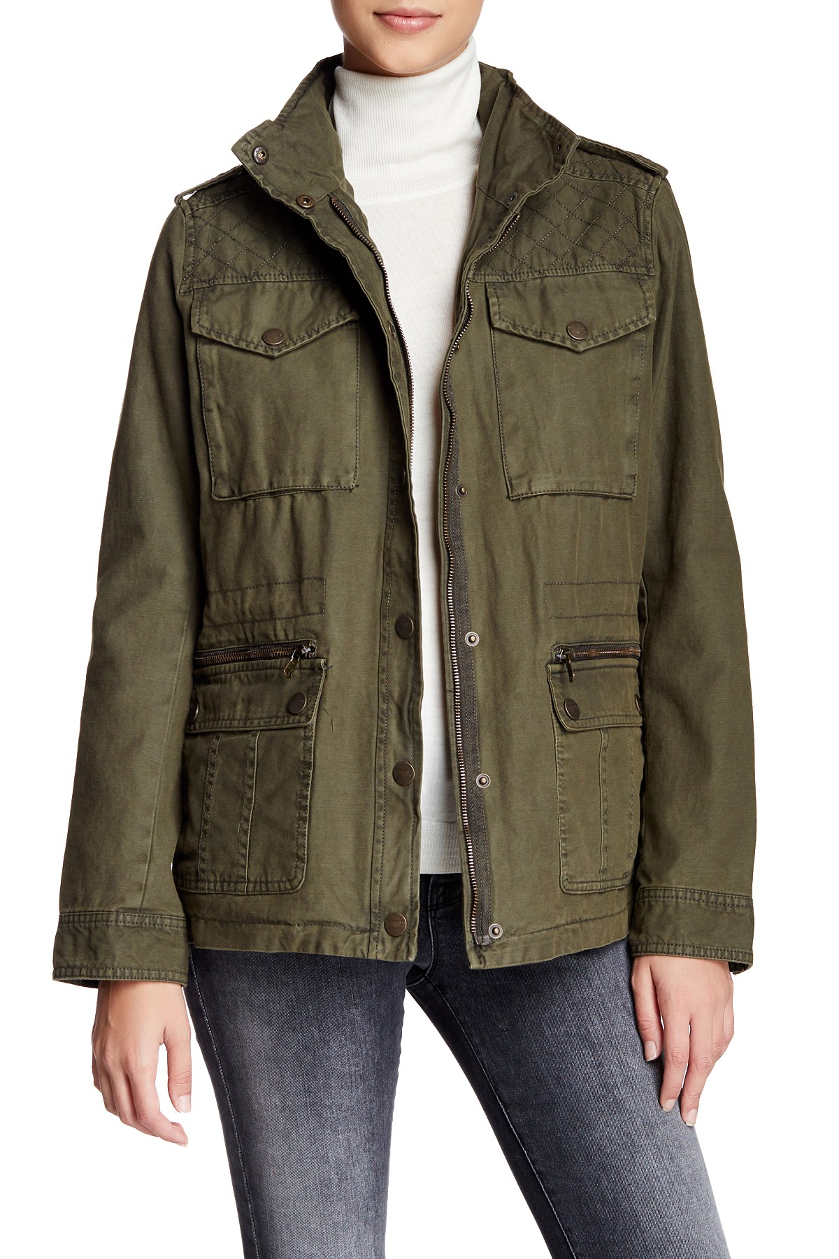 Levi's Quilted Yoke Military Jacket in Green Lyst