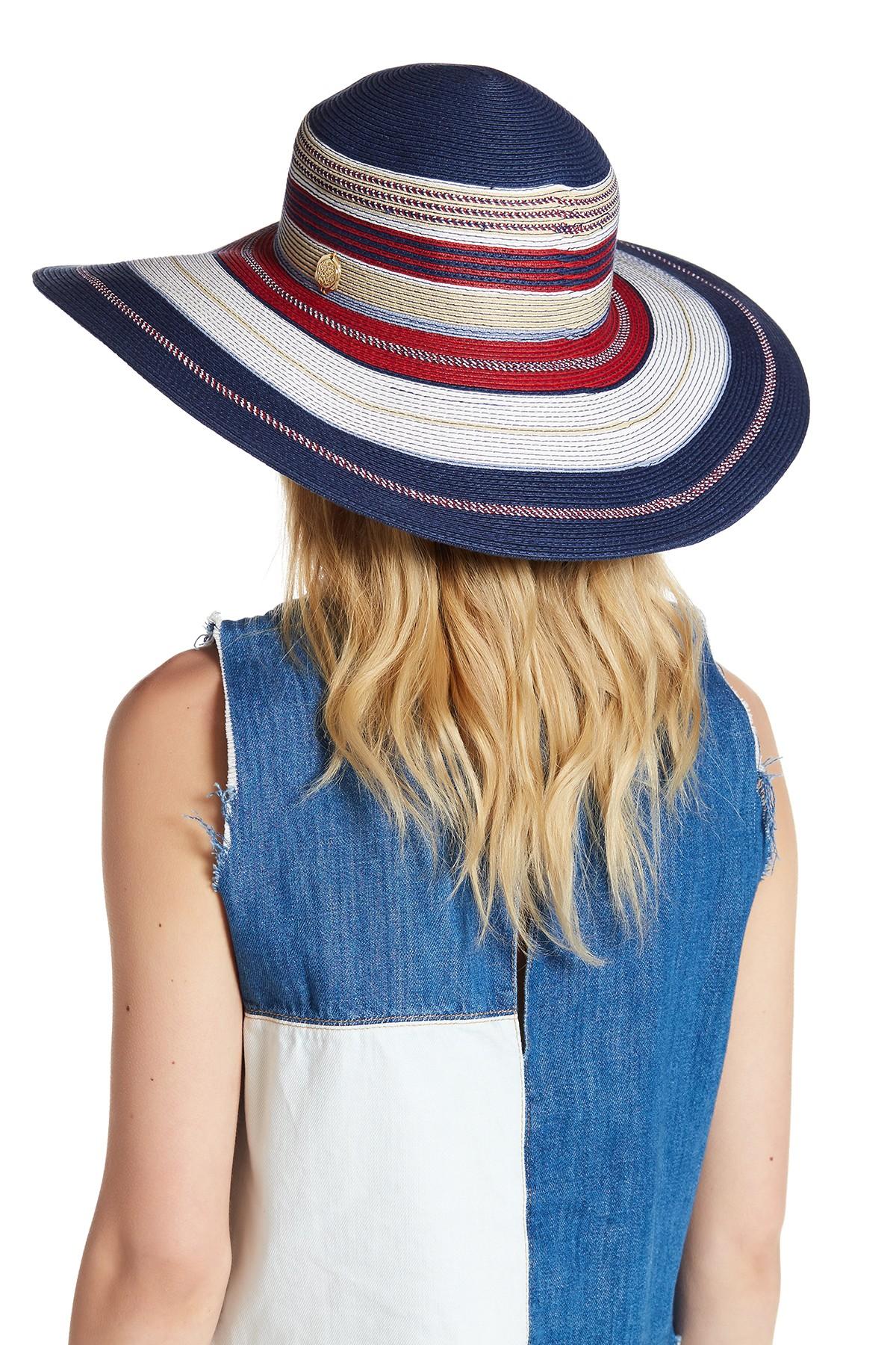 Lyst - Vince Camuto Striped Floppy Hat in Blue