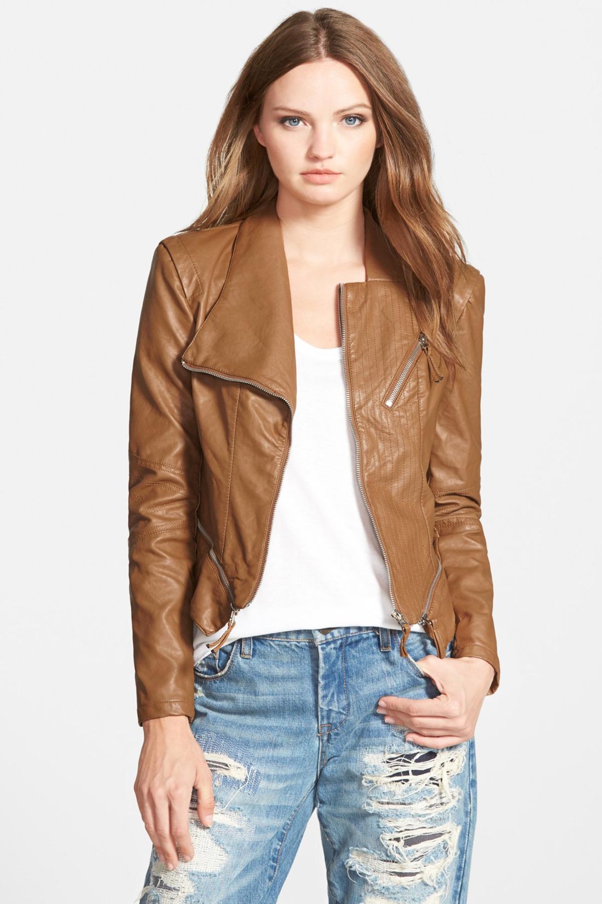Lyst Blank Nyc Tan Faux Leather Jacket In Brown Gallery