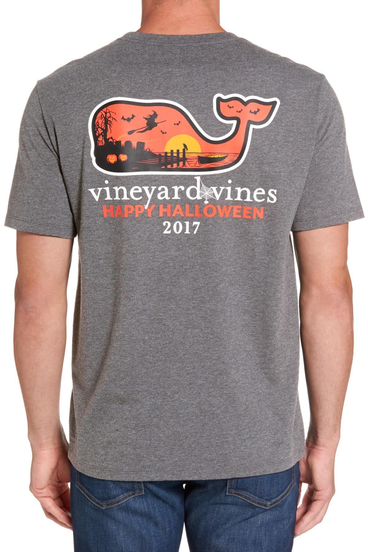 Lyst Vineyard Vines Halloween 2017 Graphic Pocket T Shirt In Gray For Men   Vineyard Vines MEDIUM HEA Halloween 2017 Graphic Pocket T Shirt 