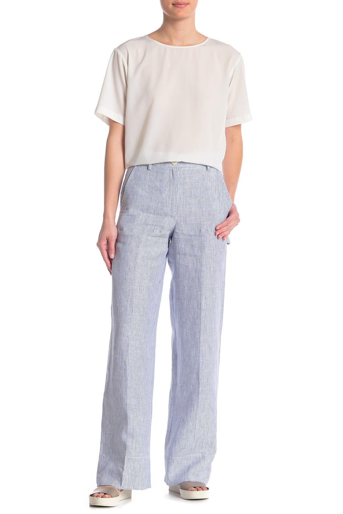Theory Striped Carpenter Linen Pants in Blue - Lyst