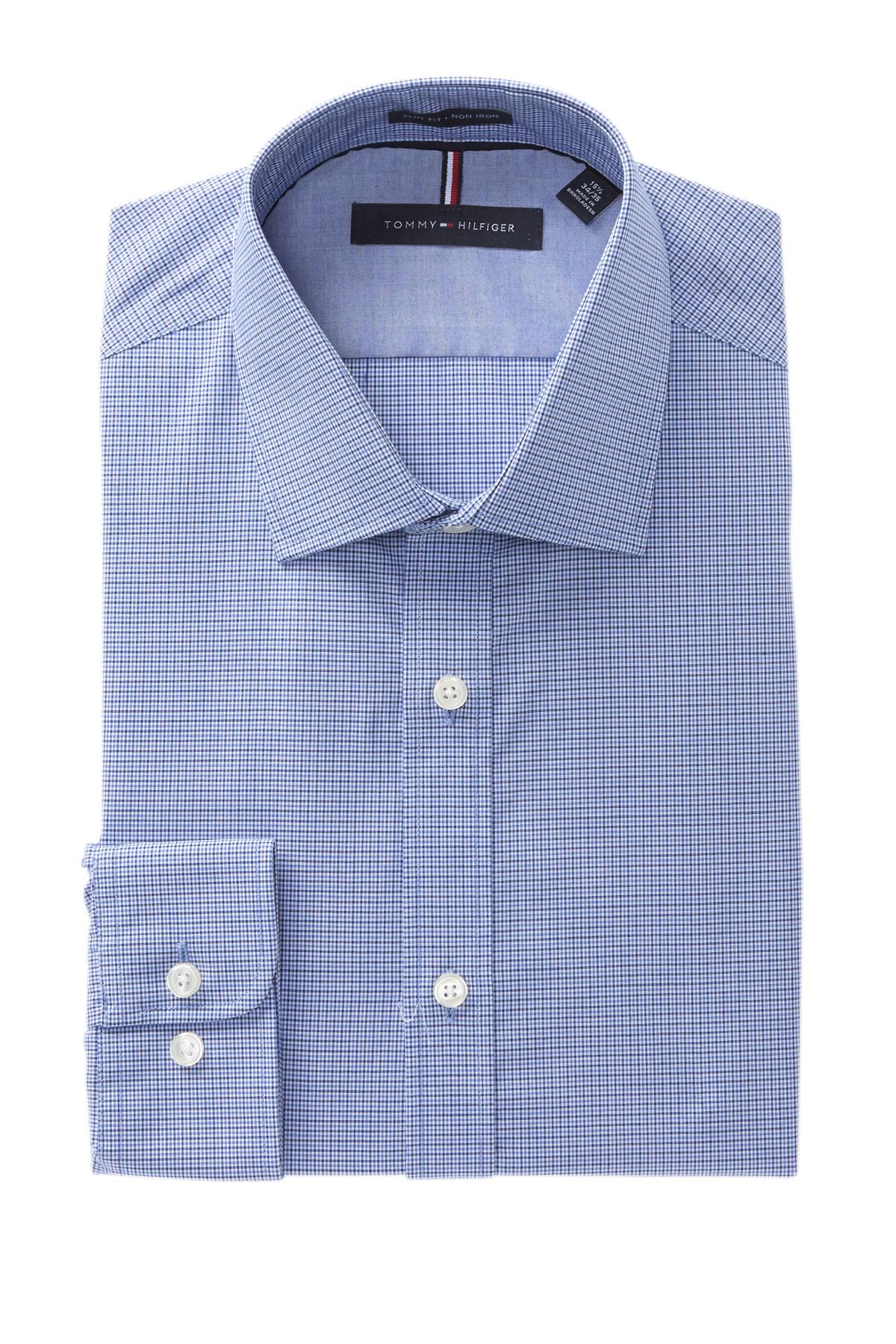 Tommy Hilfiger Cotton Check Slim Fit Dress Shirt in Cobalt (Blue) for ...
