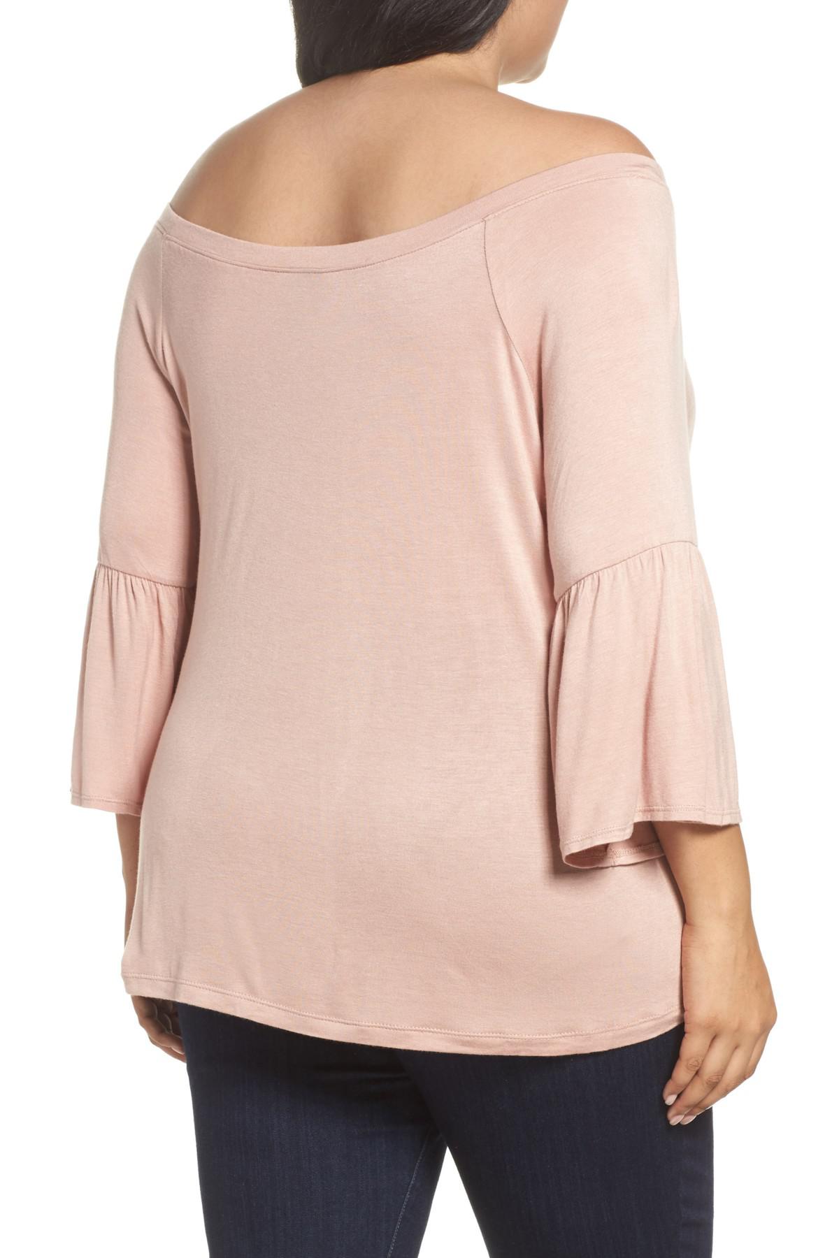 plus size off the shoulder bell sleeve top