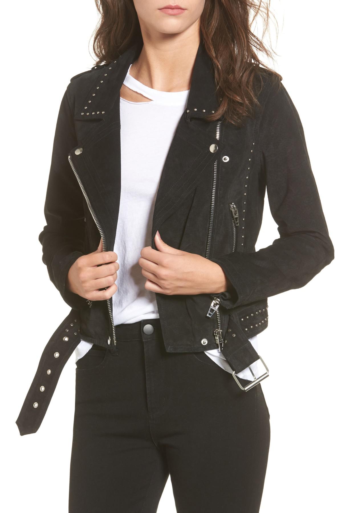 Lyst - Blank Nyc Studded Suede Moto Jacket in Black