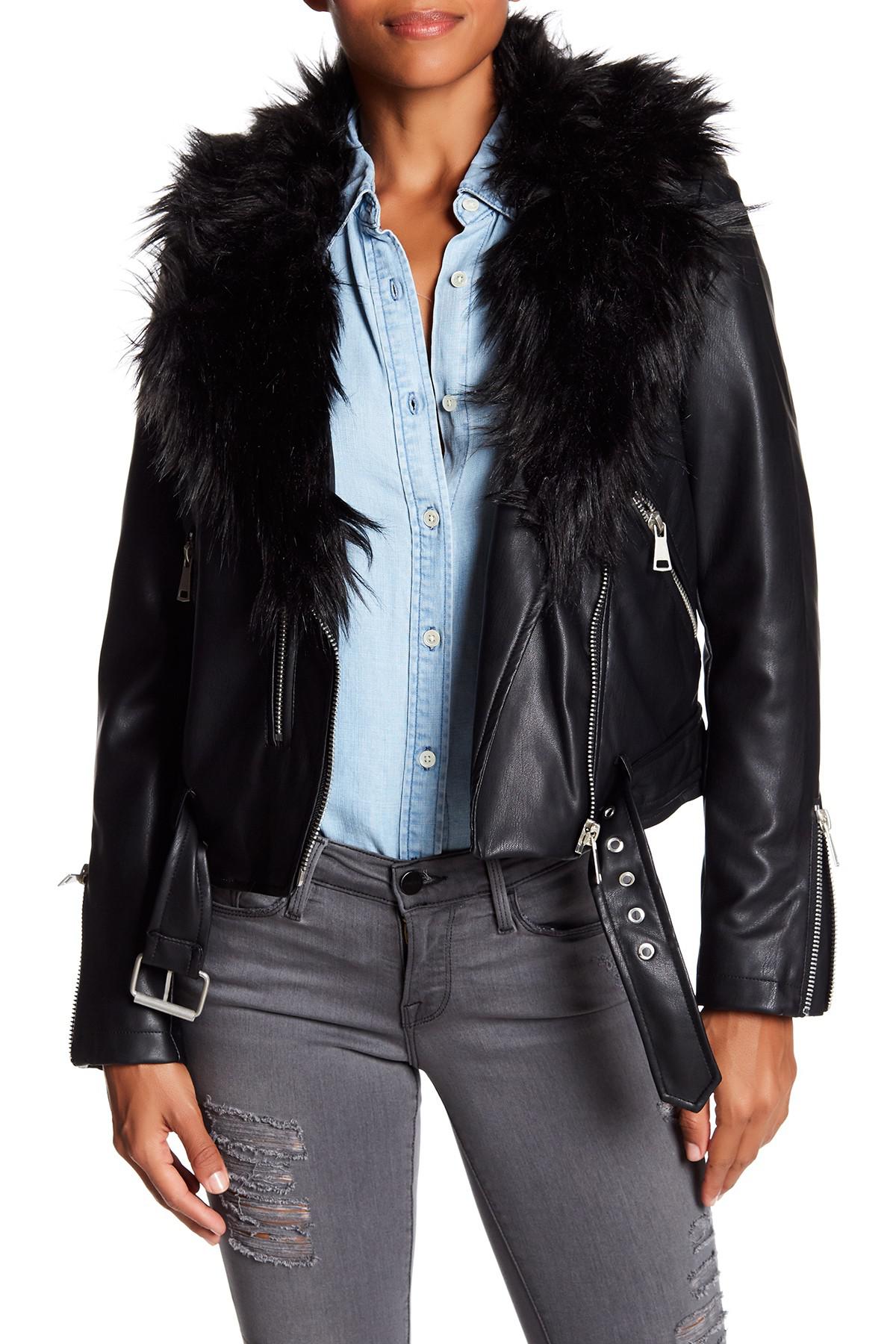 Rack faux the leather women black jacket