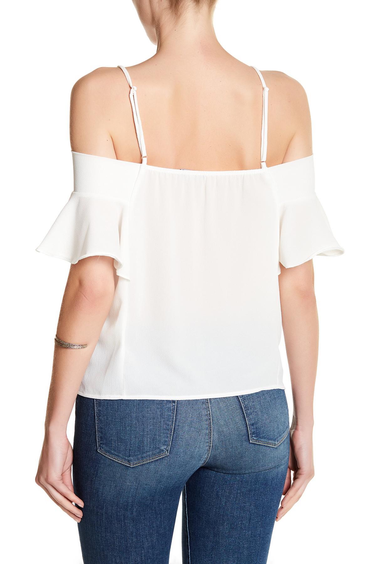 Lyst - West Kei Cold Shoulder Spaghetti Strap Shirt in White