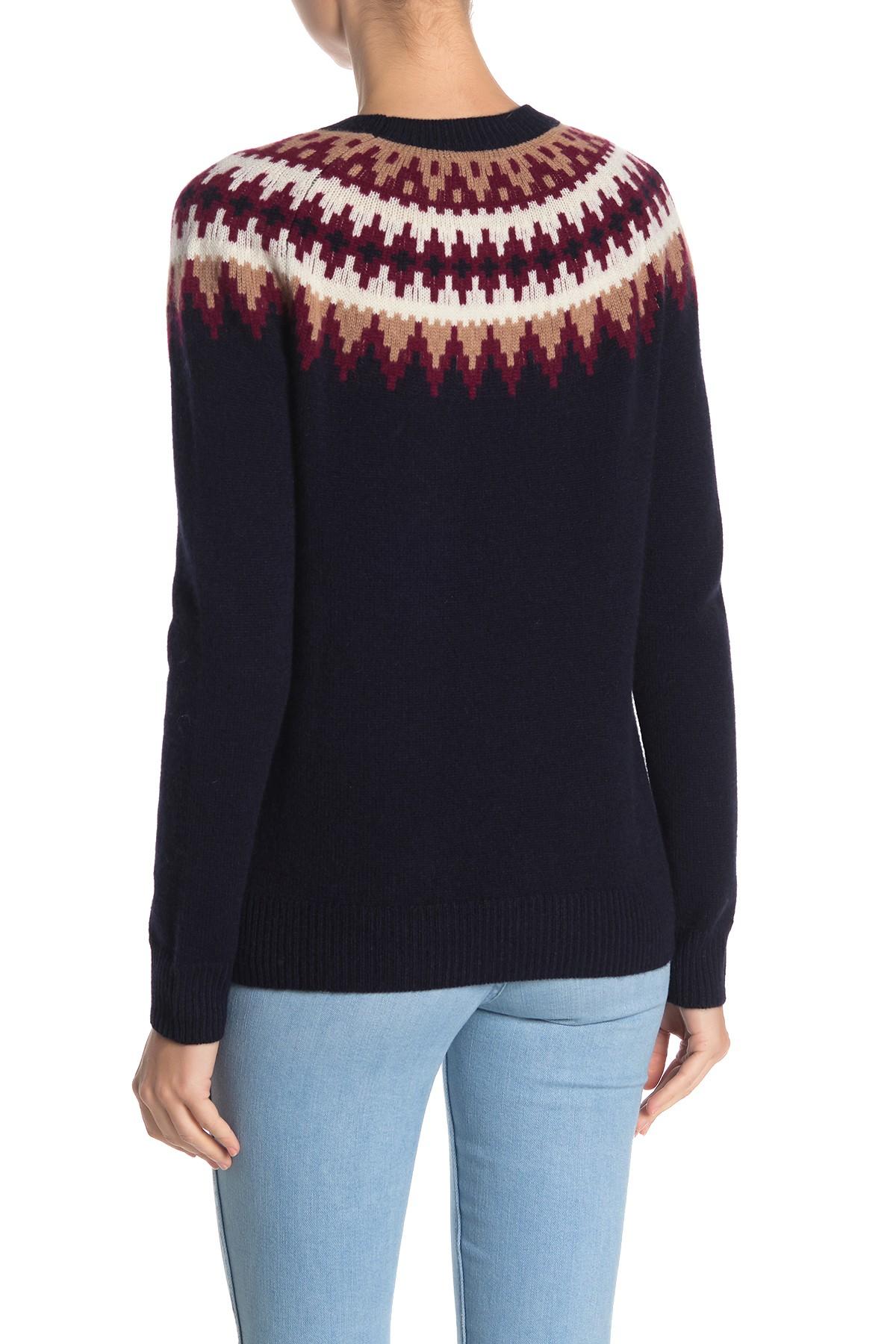 Sofia Cashmere Fair Isle Cashmere Sweater in Navy Combo (Blue) - Lyst
