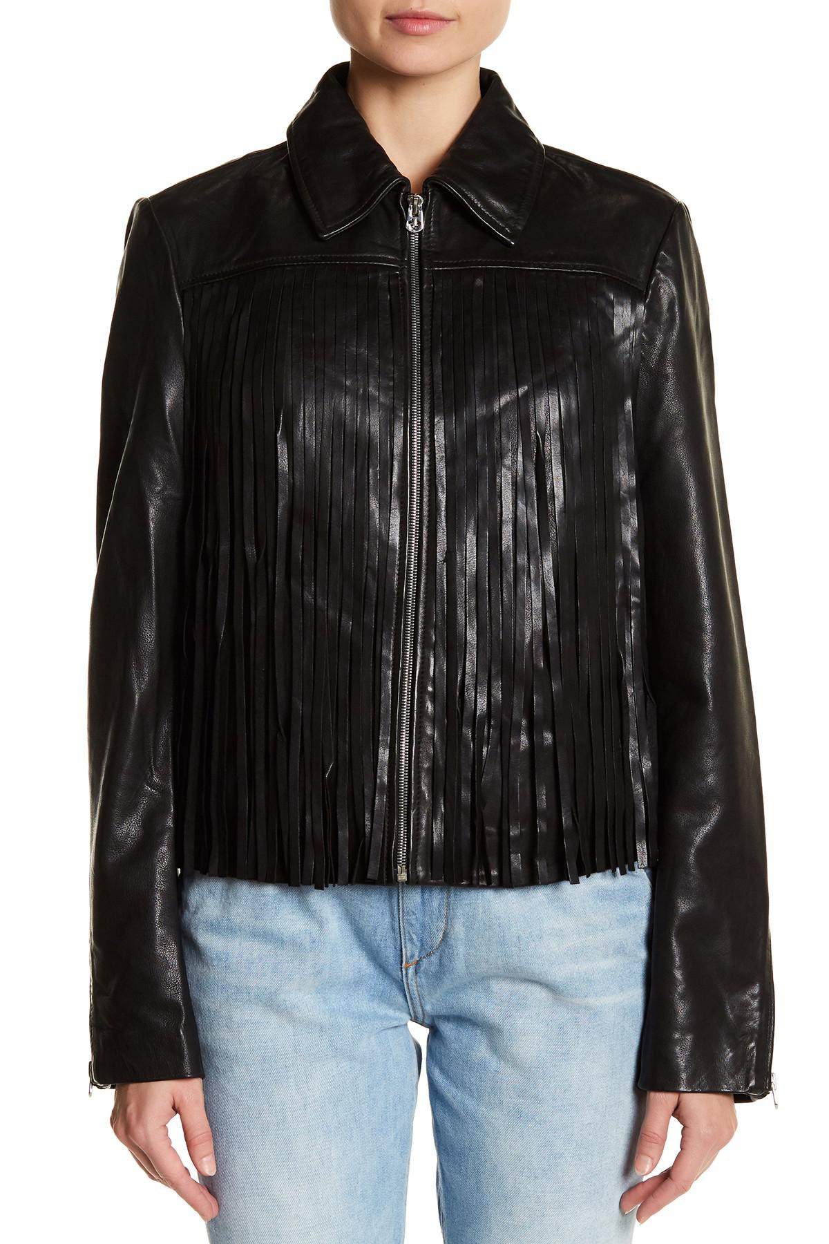 Lyst True Religion Fringe Leather Moto Womens Jacket In Black