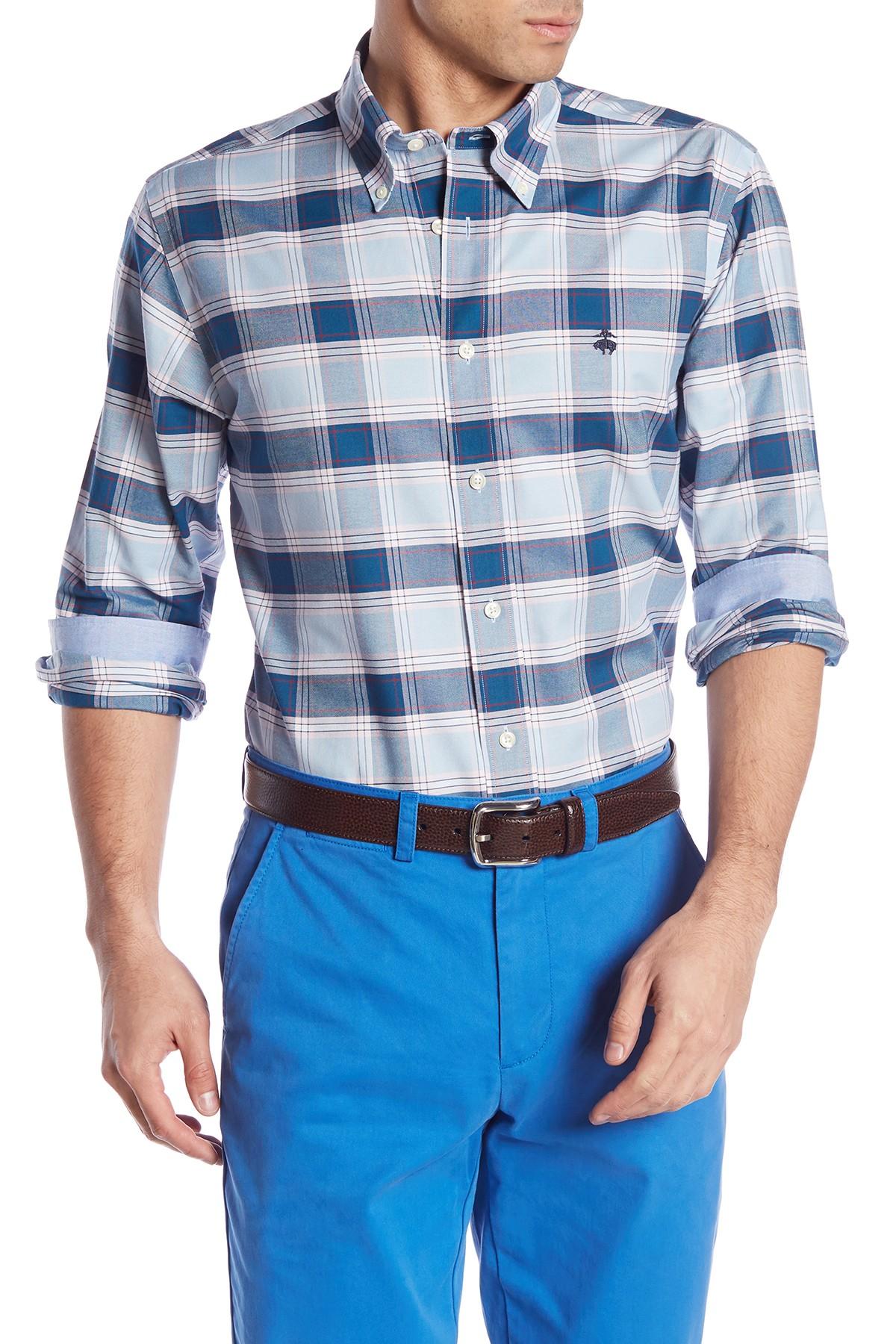 Download Lyst - Brooks Brothers Long Sleeve Regent Fit Plaid Print ...