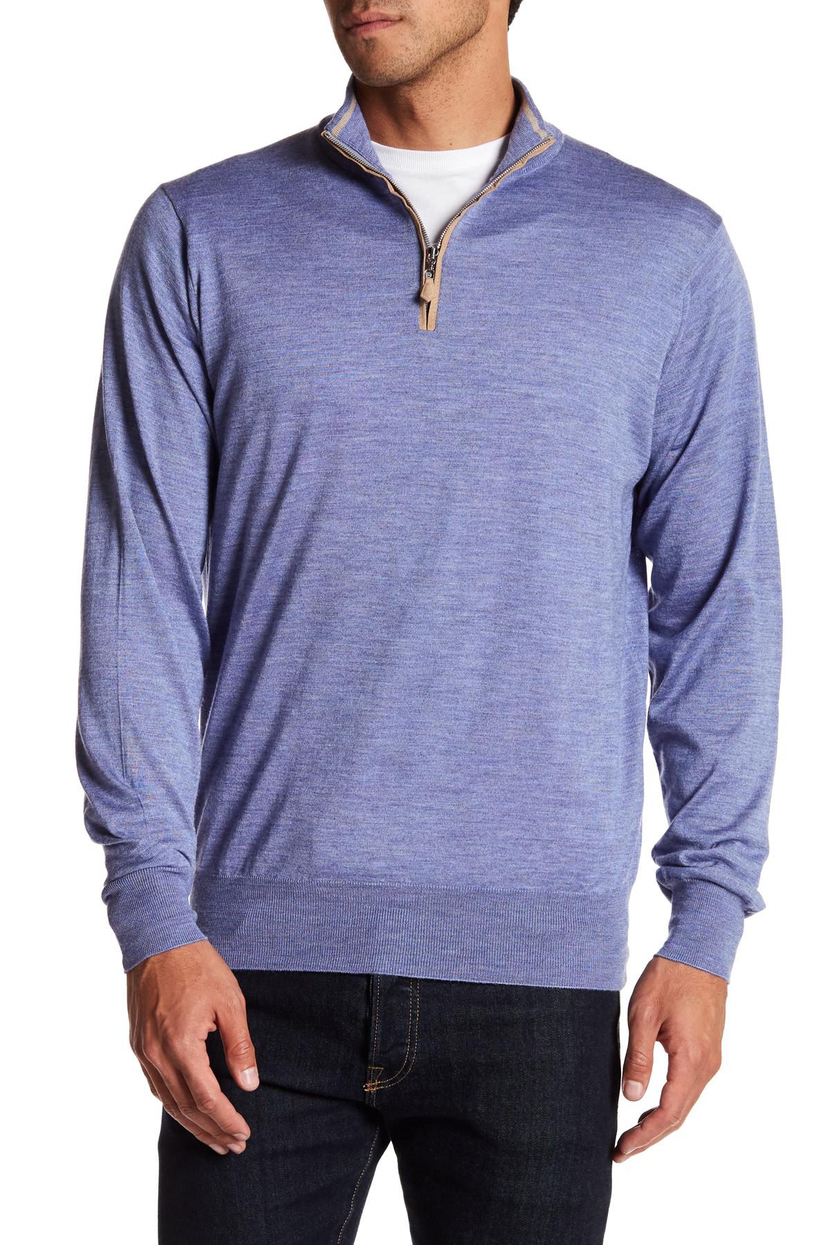 Lyst - Peter Millar Merino Silk Quarter Zip Sweater in Blue for Men