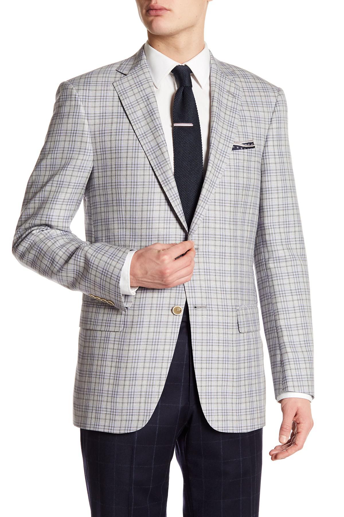 Lyst - Hart Schaffner Marx Notch Lapel Front Button Plaid Wool Sport ...