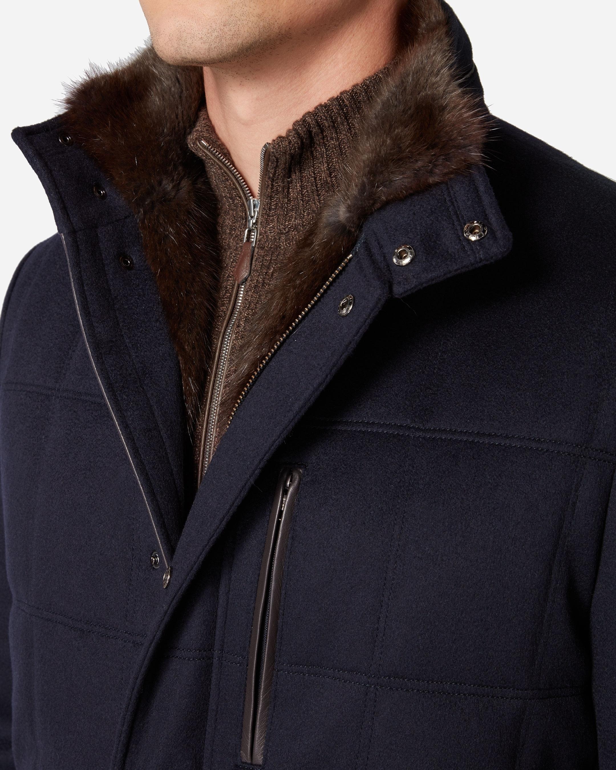 N.Peal Cashmere Fur Lined Coat in Blue for Men - Lyst