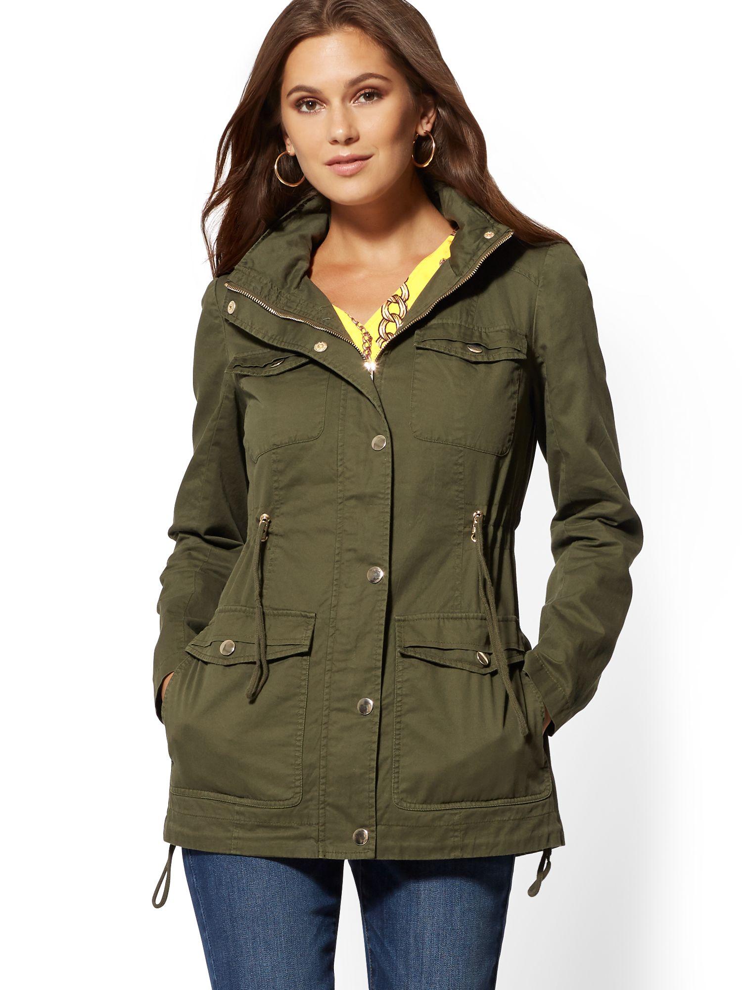 Download New York & Company Cotton Long Anorak Jacket in Woodland ...