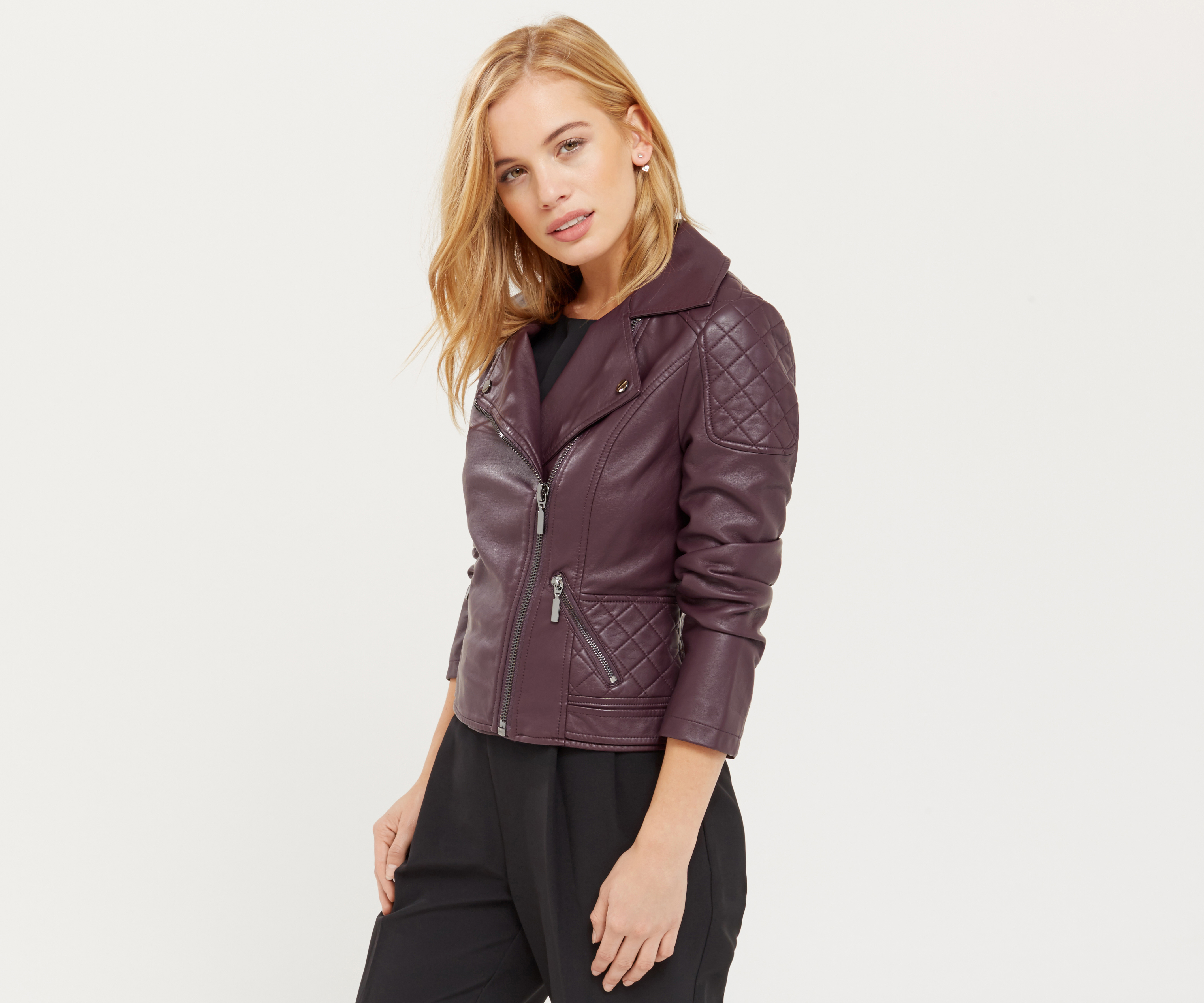 Oasis Petite Faux Leather Biker Lyst Gallery Women S Shearling Leather Jacket