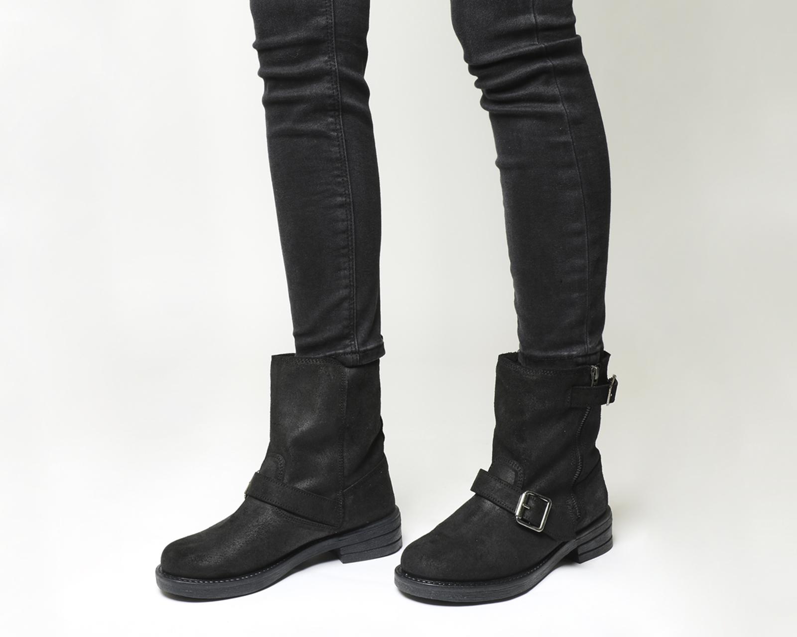 Lyst Office Lilo Buckle Biker Boots In Black Women S Black Lilo Buckle Biker Boots
