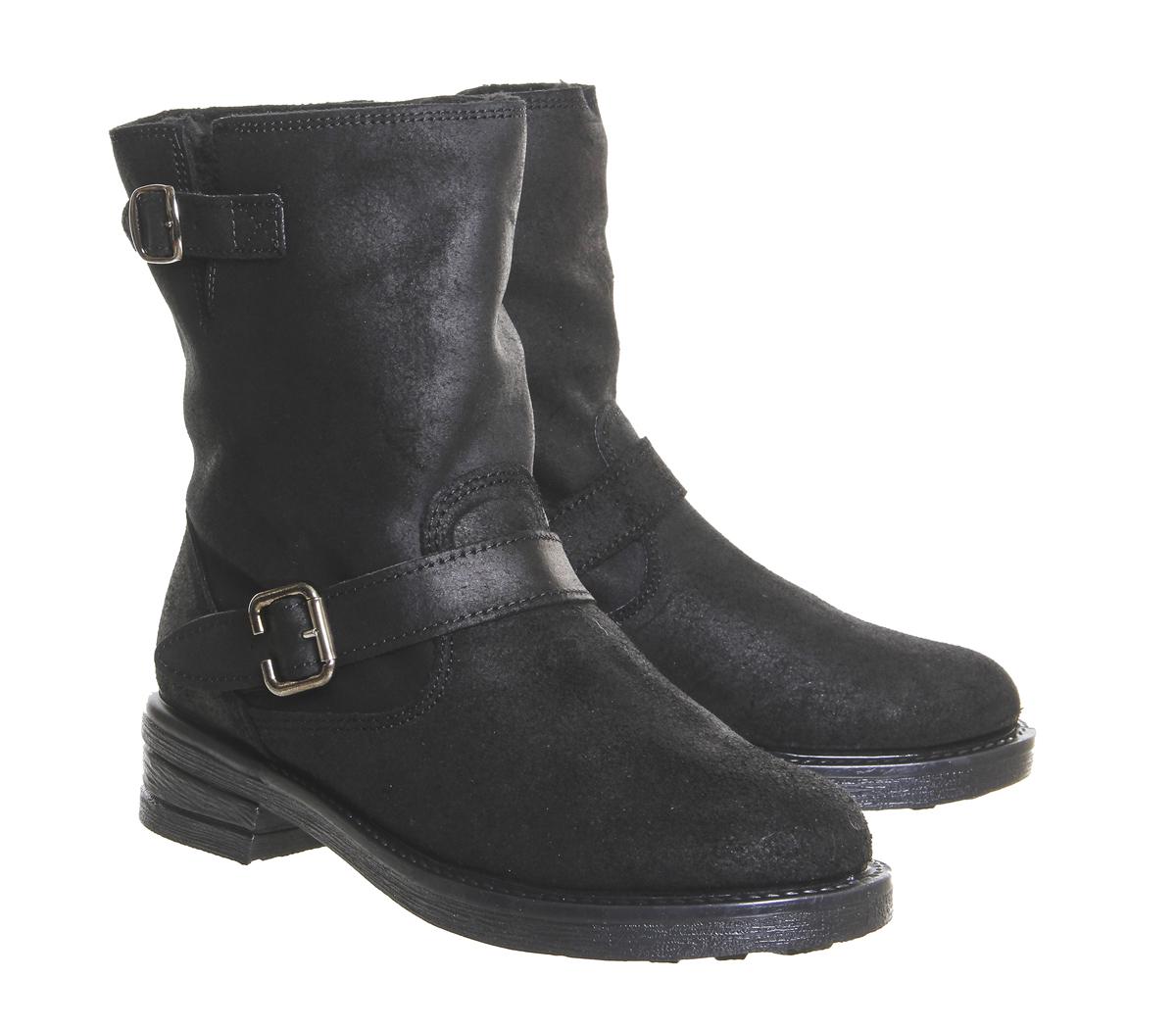 Lyst - Office Igloo Suede Buckle Biker Boots in Black Gallery. Women's Biker Boots