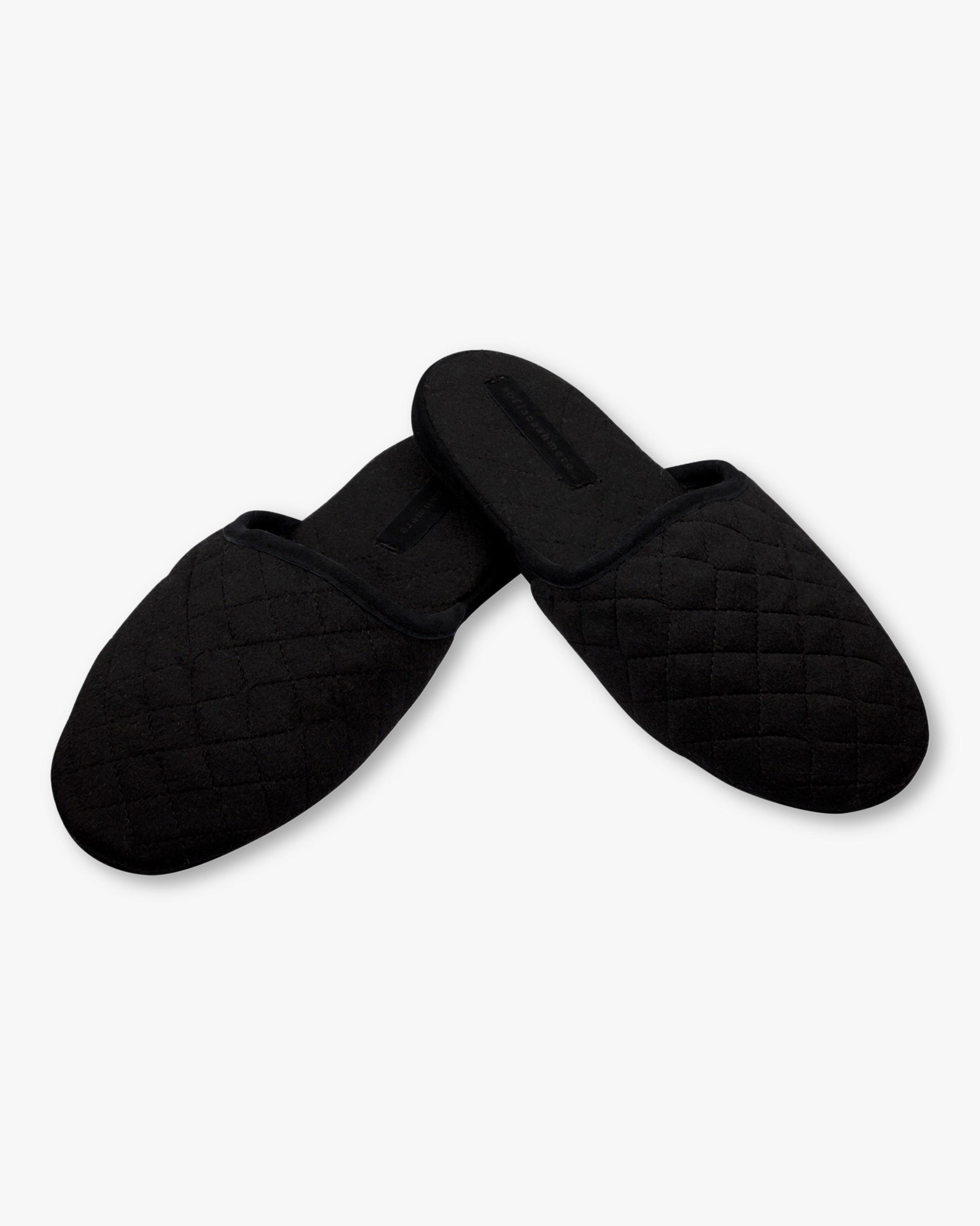 Sofia Cashmere Suede Trim Quilted Cashmere Slippers in Black, Pink ...
