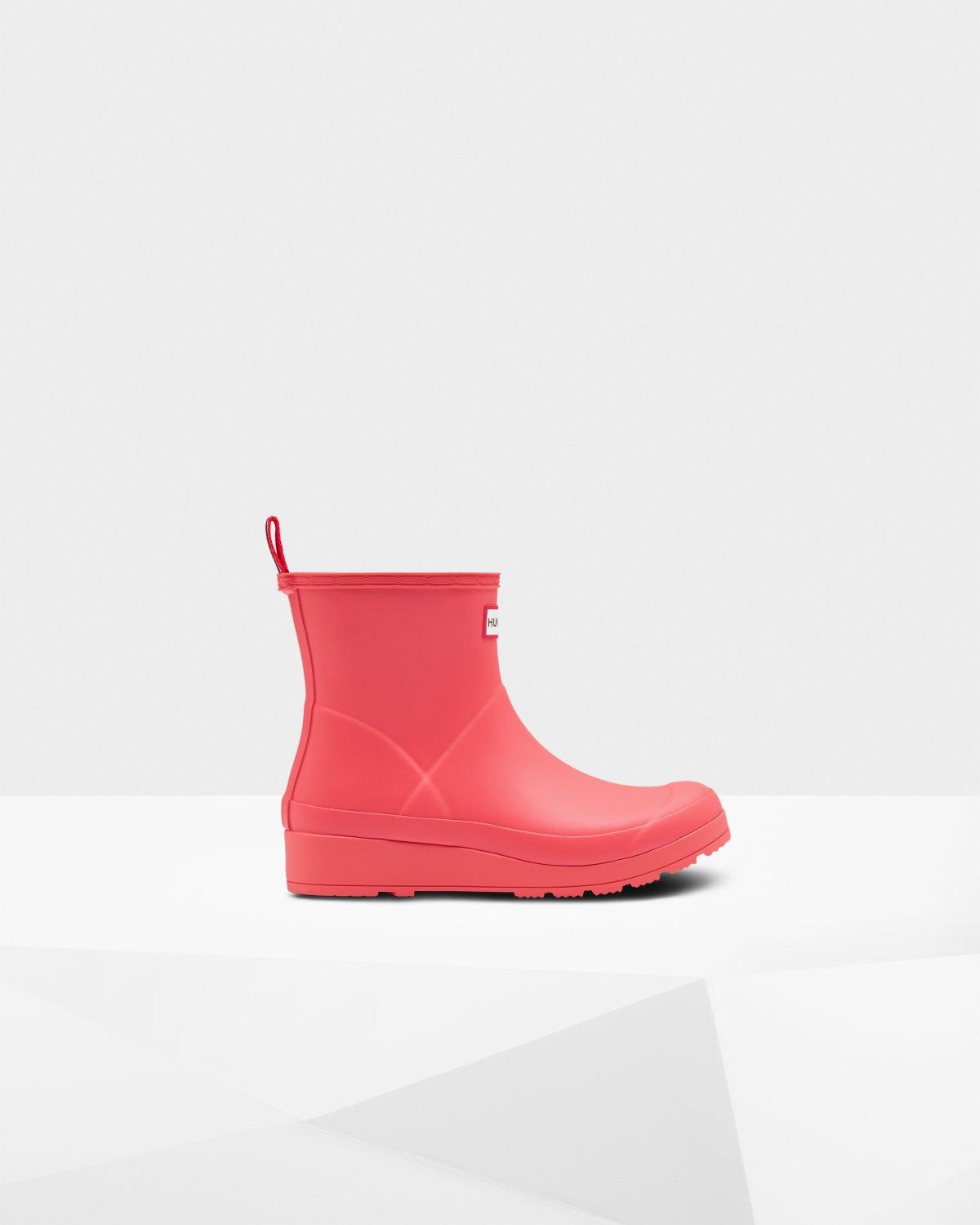 short pink hunter rain boots