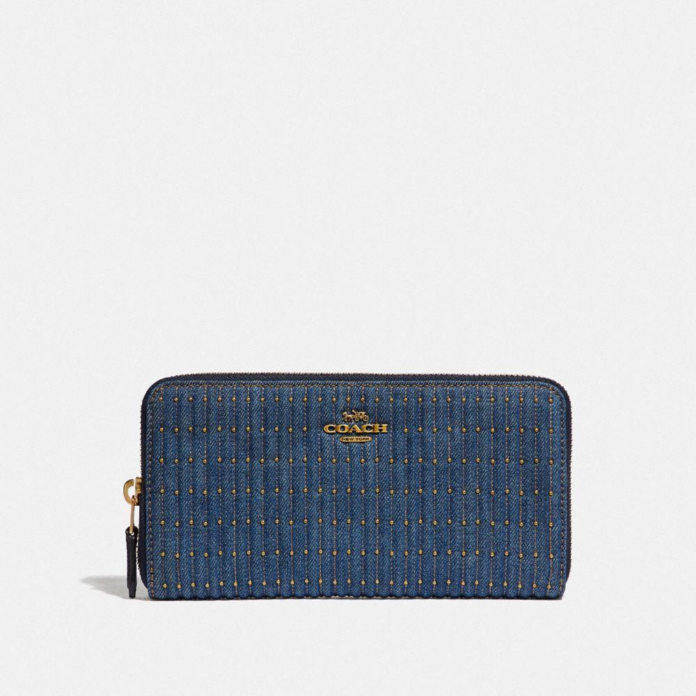 COACH Accordion Zip Wallet With Quilting And Rivets in Blue - Lyst