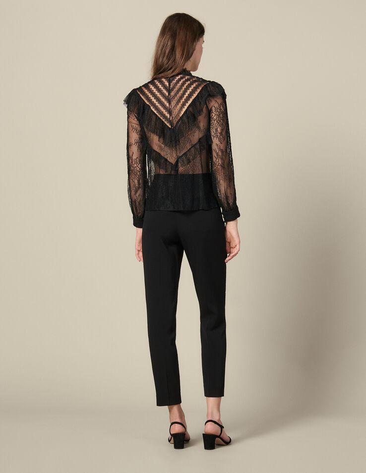 Sandro Lace Top With Ruffles in Black - Lyst