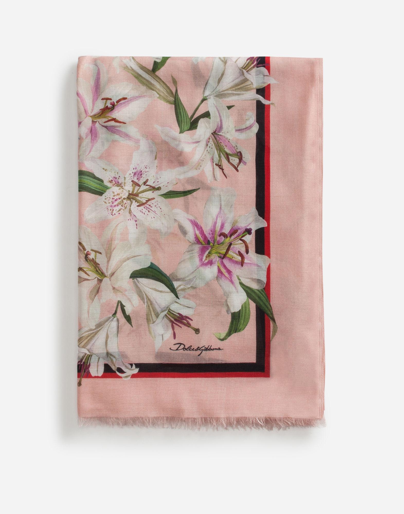 Dolce & Gabbana Lily-print Silk And Cashmere Scarf (140 X 140) in Pink ...