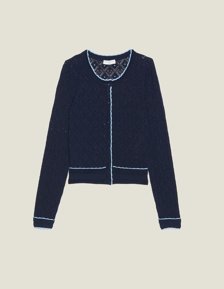 sandro lucas pointelle stitch cardigan