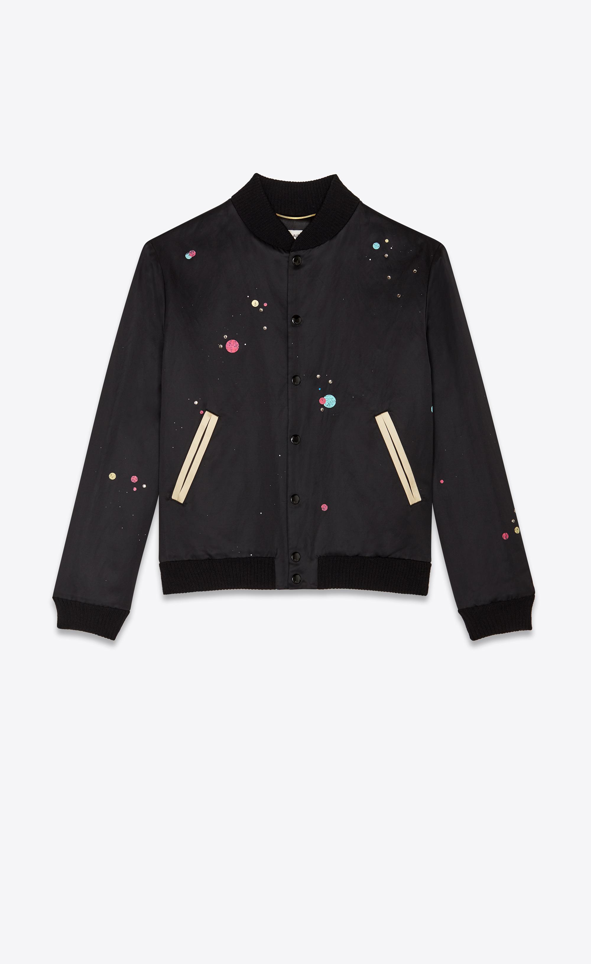 Saint Laurent Embroidered Varsity Jacket With Print in Black - Lyst