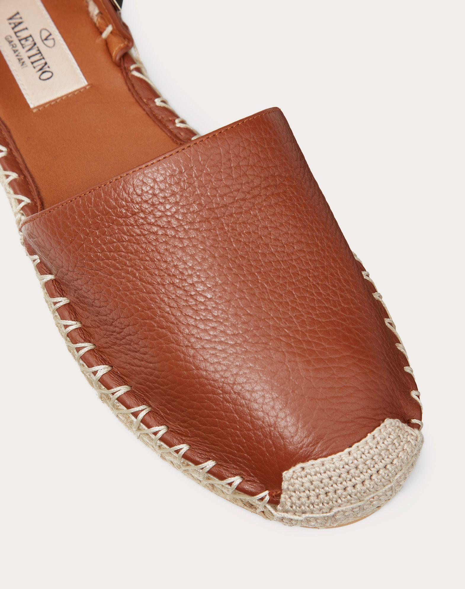 rockstud double grainy calfskin espadrille