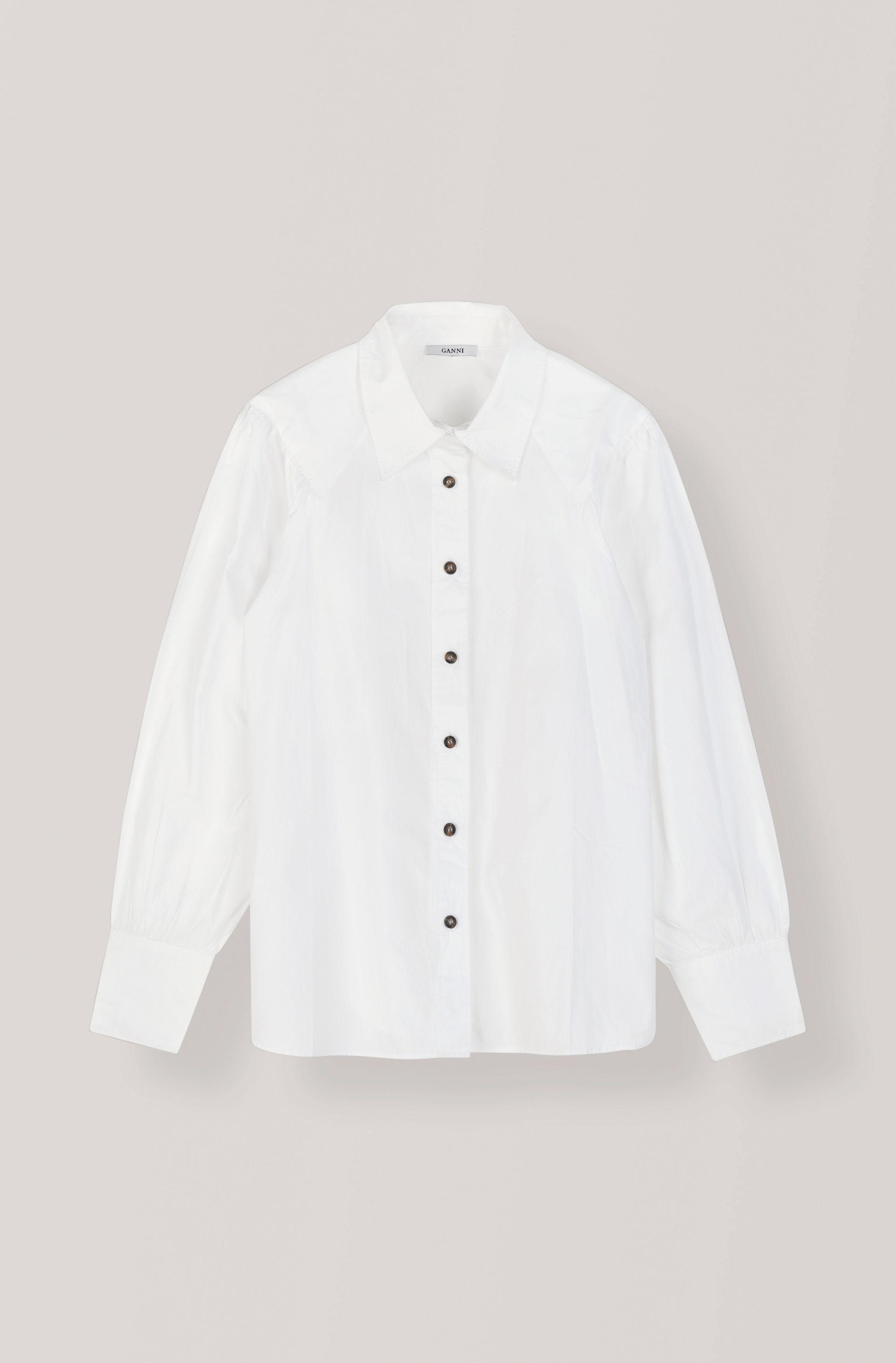 ganni cotton poplin wrap shirt