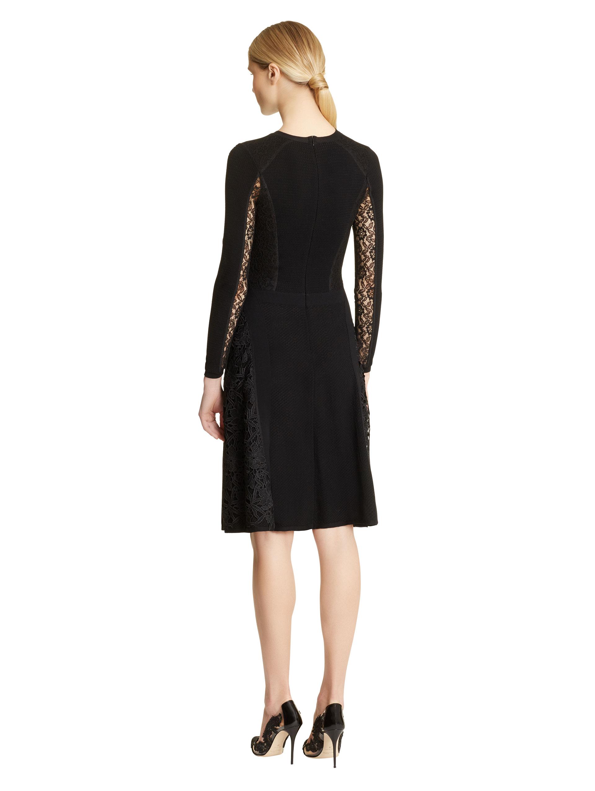 j rent mendel dress Oscar Dress Button renta front Lace inset la Black in de