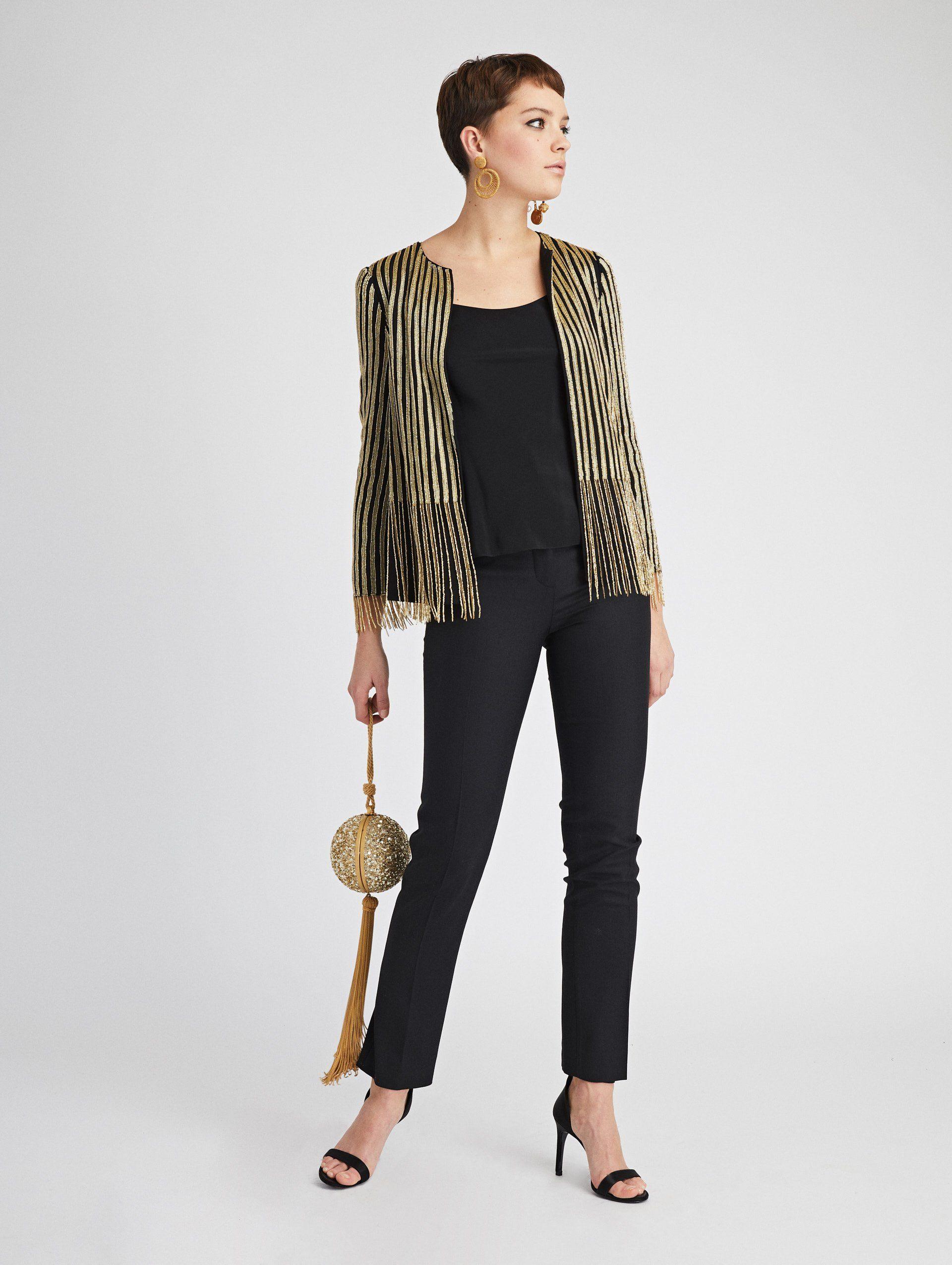 Oscar de la Renta Embroidered Jacket in Black Lyst