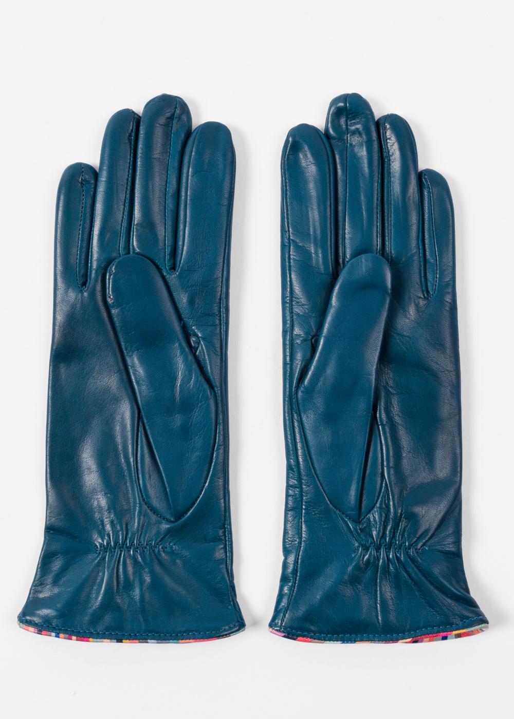 Lyst - Paul Smith Women's Petrol Blue Lambskin 'Swirl' Trim Gloves in Blue