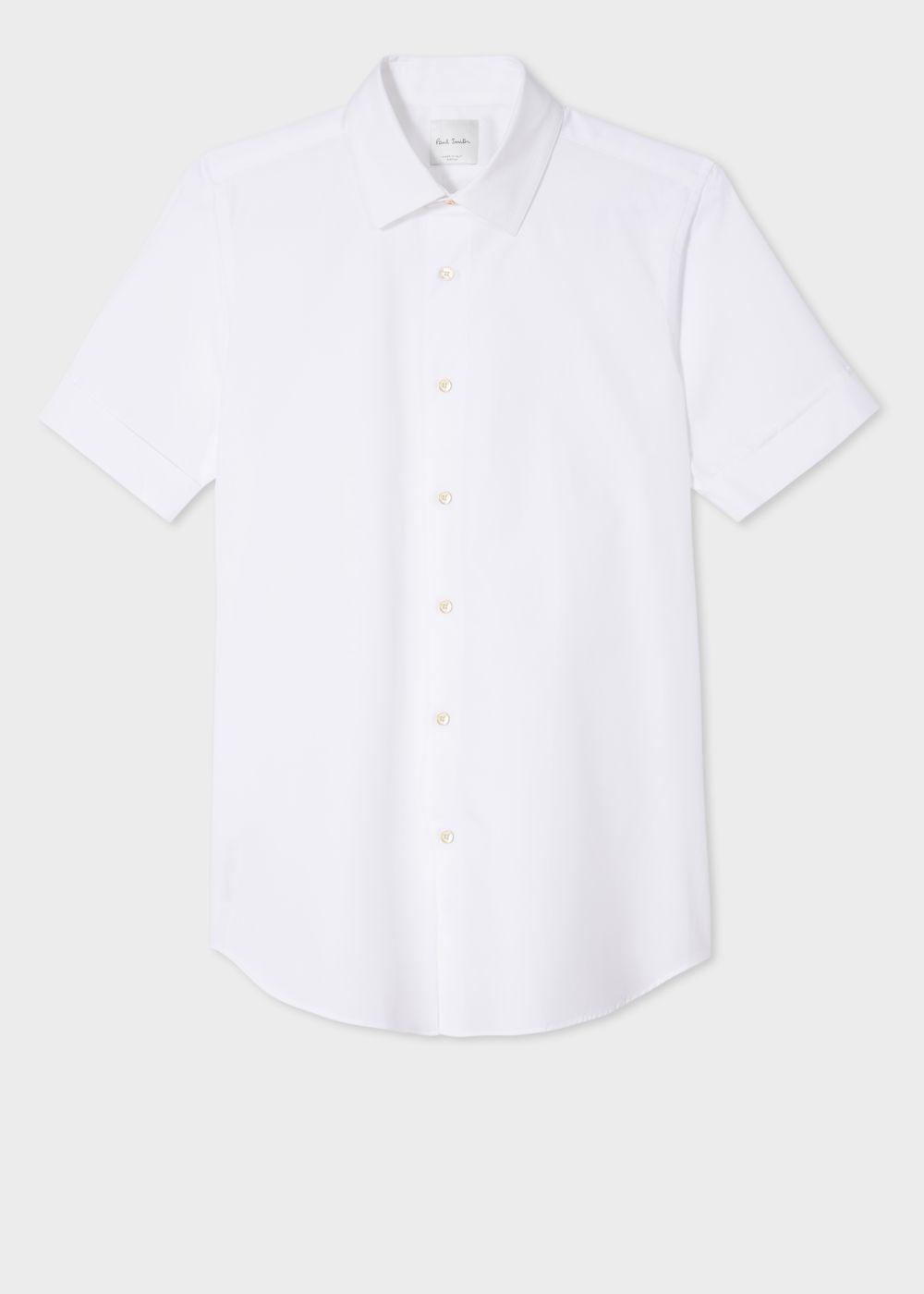 Lyst - Paul smith Men's Slim-Fit White Cotton Short-Sleeve Shirt in ...