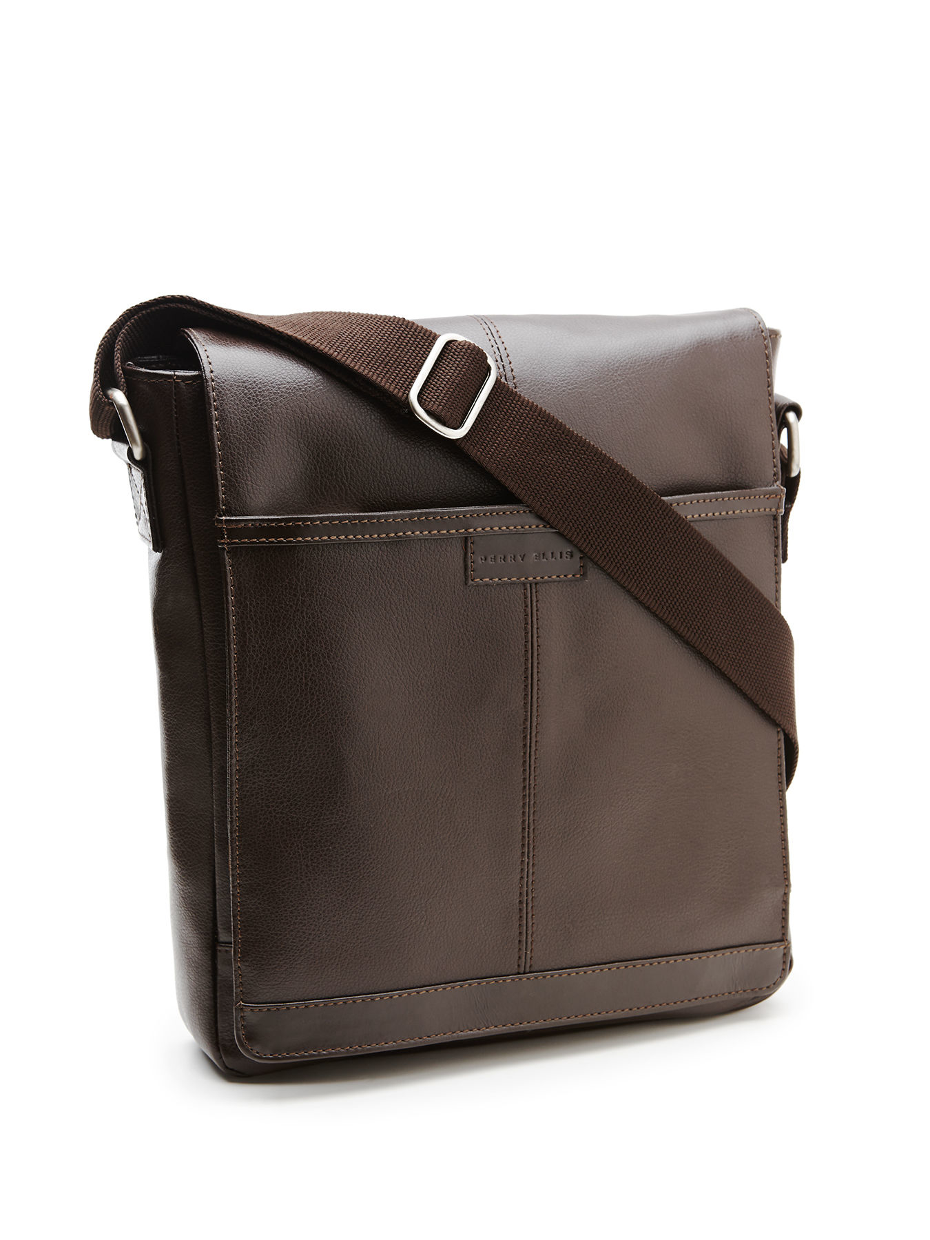 Perry ellis Leather Crossbody Bag in Brown for Men | Lyst
