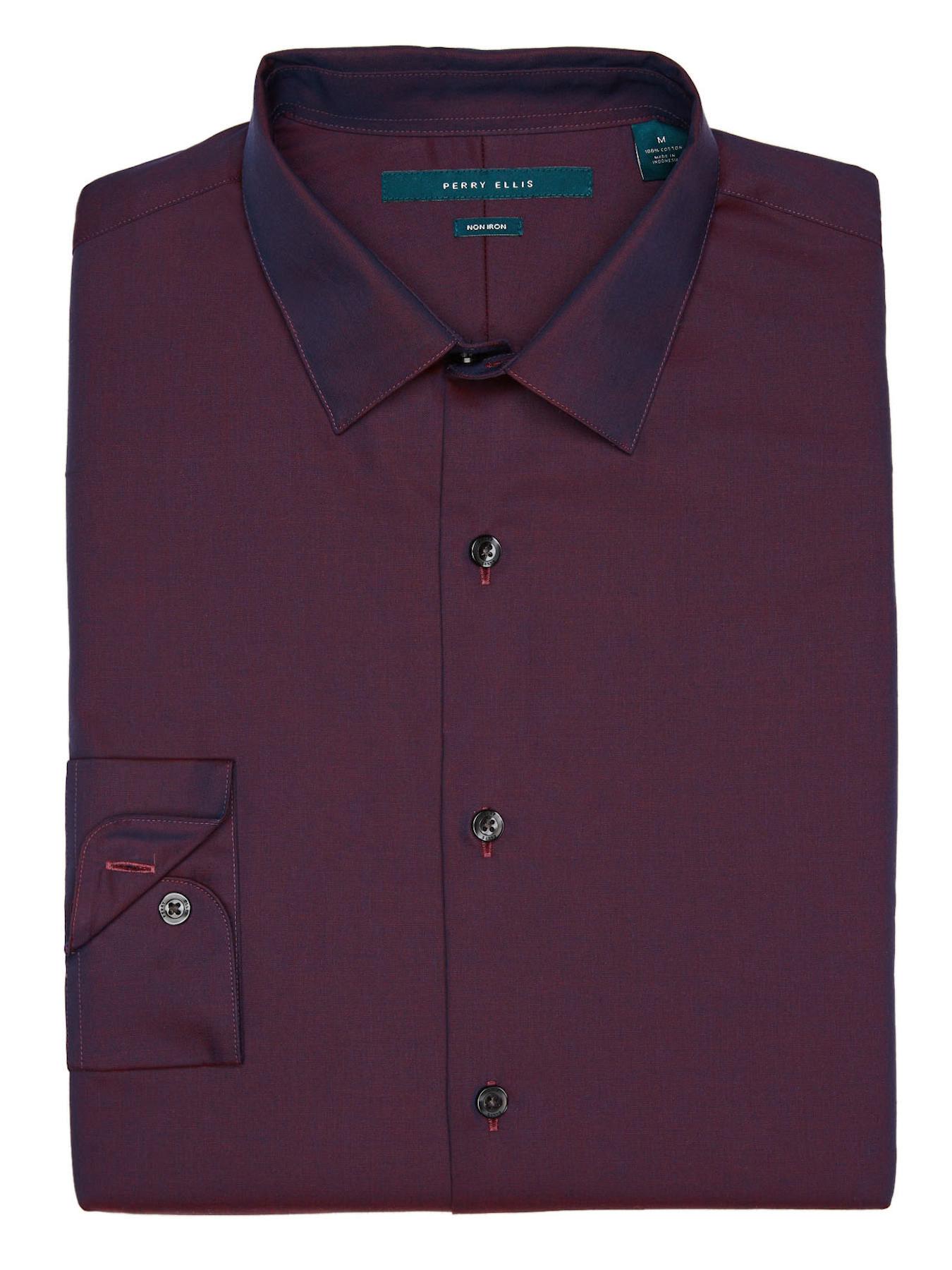 Perry Ellis Cotton Big And Tall Non-iron Iridescent Twill Shirt in ...