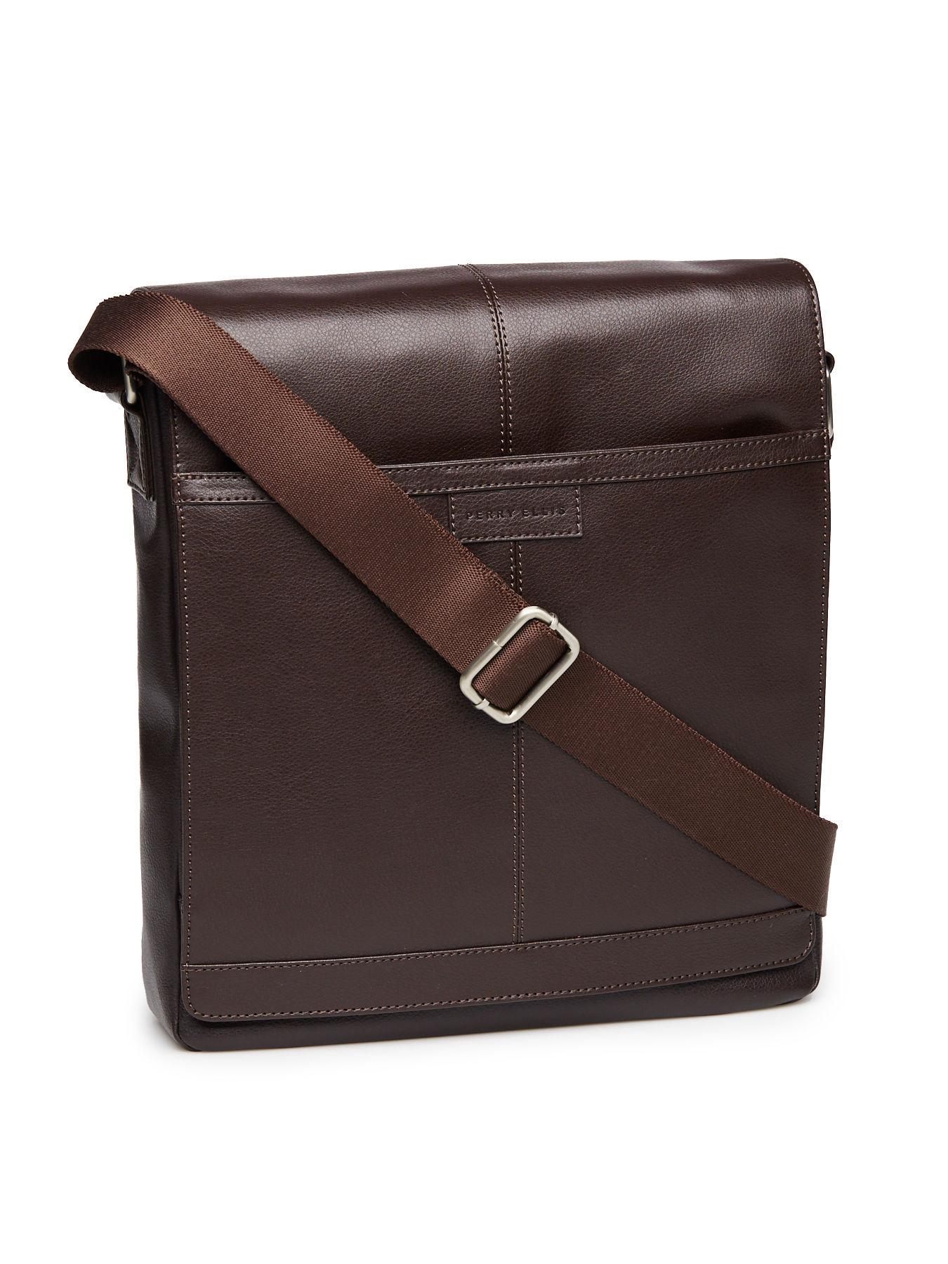 Lyst - Perry Ellis Leather Crossbody Bag in Brown for Men