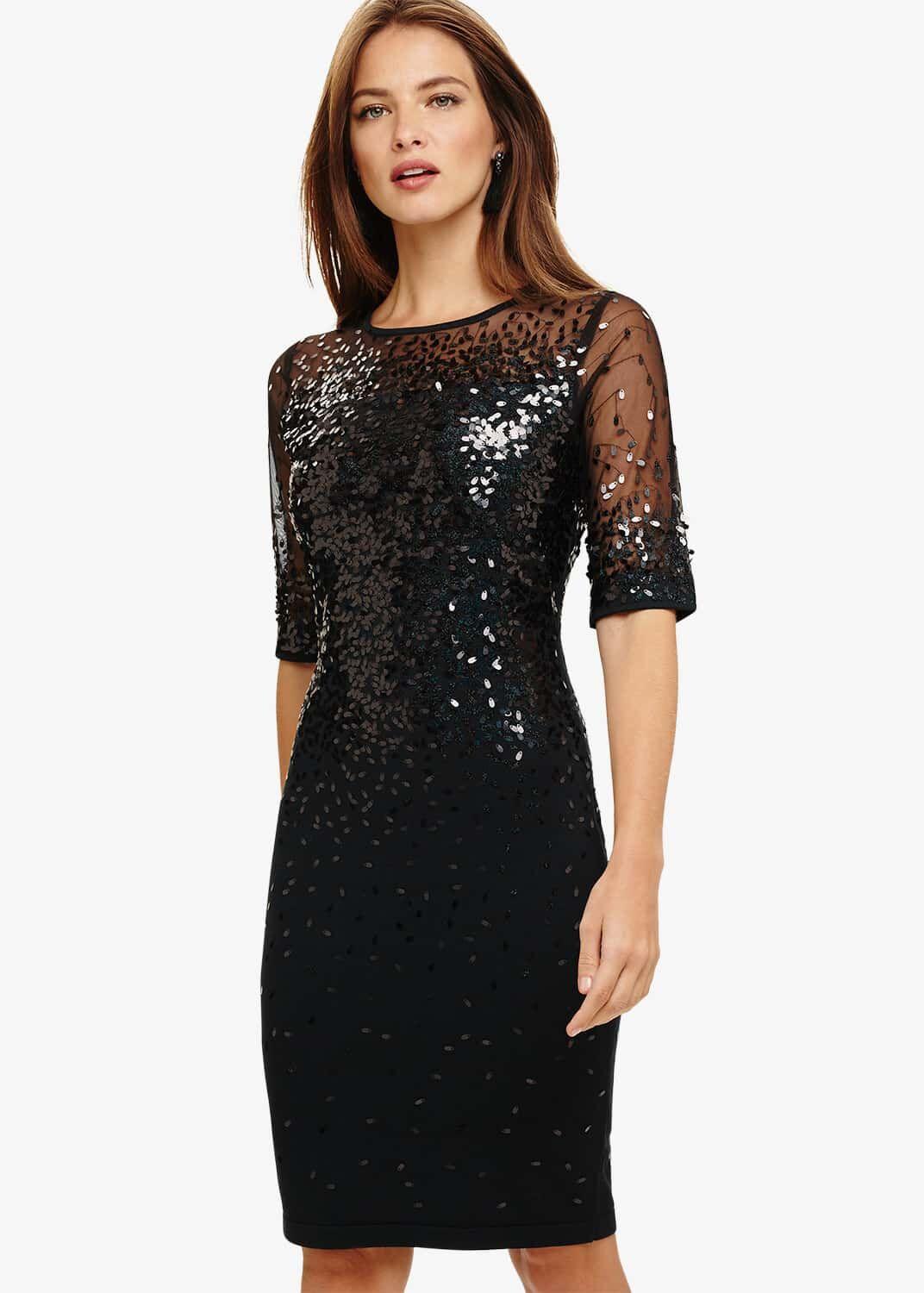Phase Eight Synthetic Orlena Ombre Sequin Knitted Dress in Black - Save ...