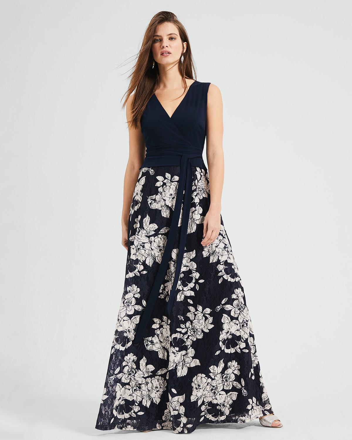 Lyst - Phase Eight Navy And Oyster Madeline Lace Skirt Maxi Dress in Blue