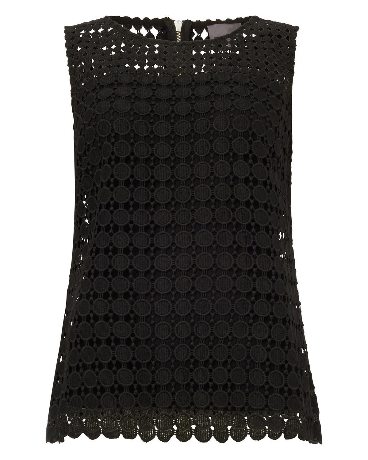 Lyst - Phase Eight Alba Lace Top in Black