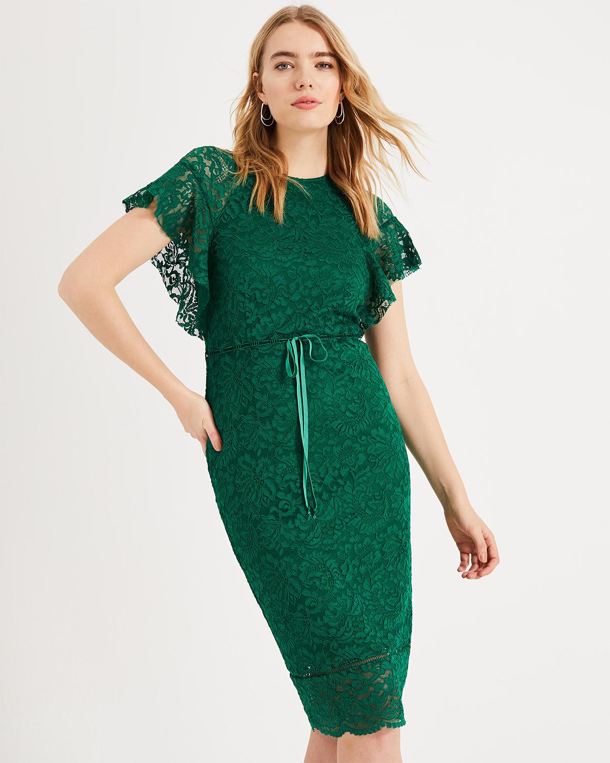 Lyst - Phase Eight Ninette Lace Frill Sleeve Dress in Green