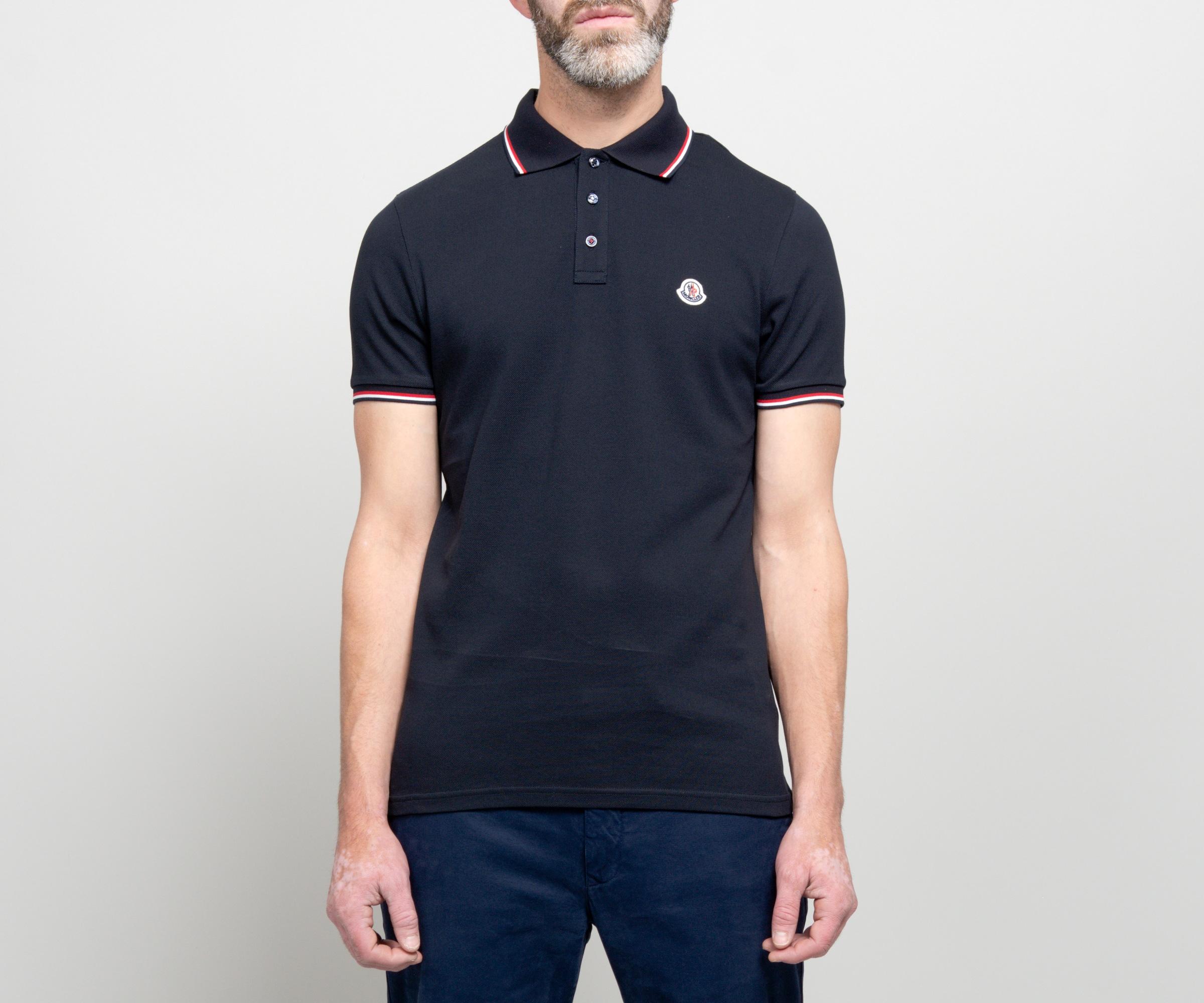 Moncler Slim Fit Polo Navy in Blue for Men - Lyst