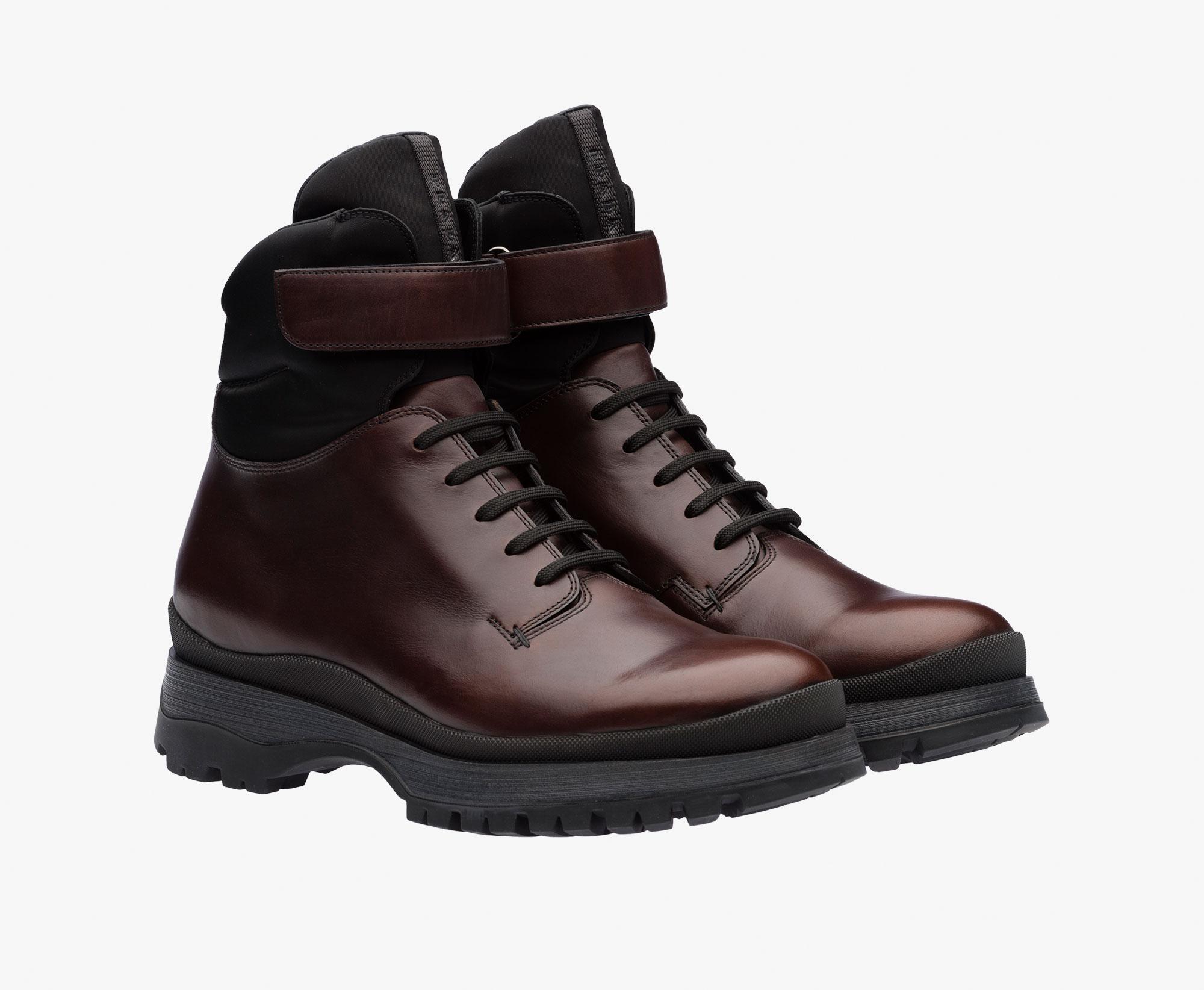 Prada Combat Ankle Boots in Brown for Men - Lyst