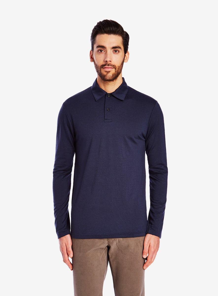 Lyst - Private white v.c. Long-sleeve Merino Jersey Polo Shirt in Blue ...