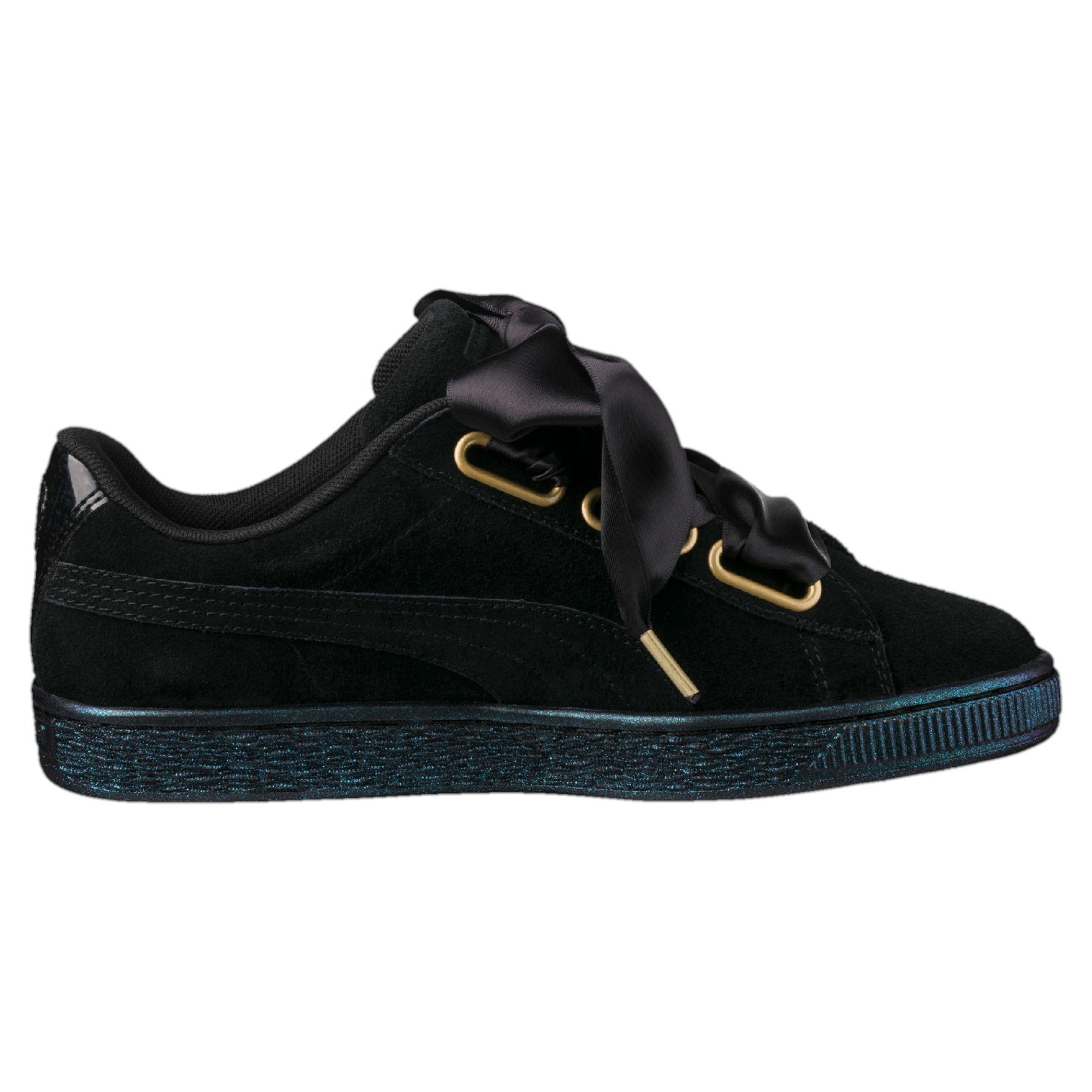 Puma Suede Heart Satin Women's Sneakers in Black | Lyst