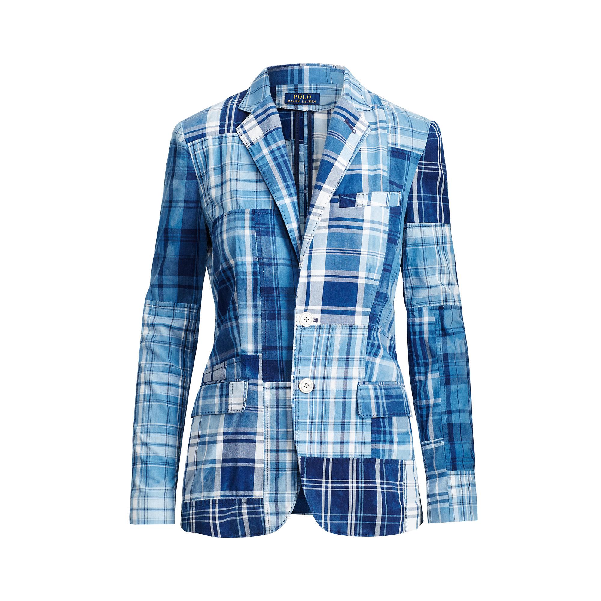 Polo Ralph Lauren Patchwork Cotton Madras Blazer in Blue - Lyst