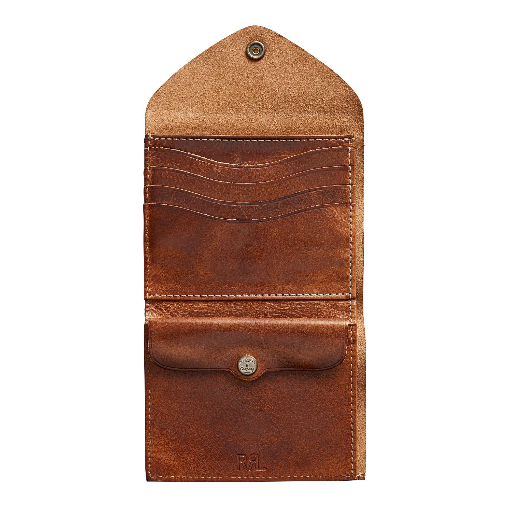 RRL Concho Leather Envelope Wallet in Brown for Men - Lyst