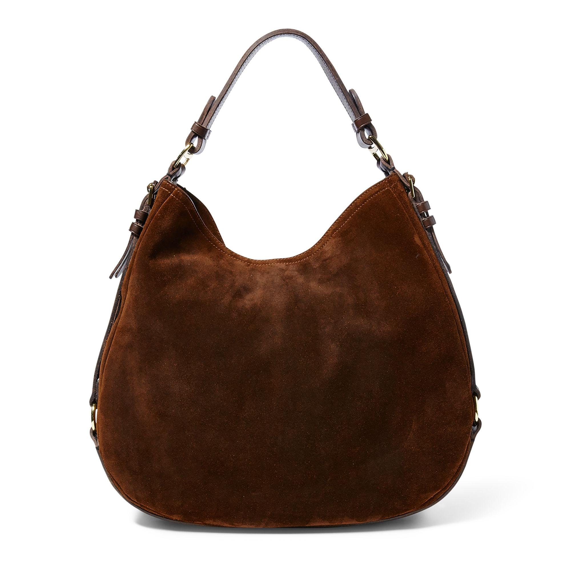 ralph lauren suede hobo bag