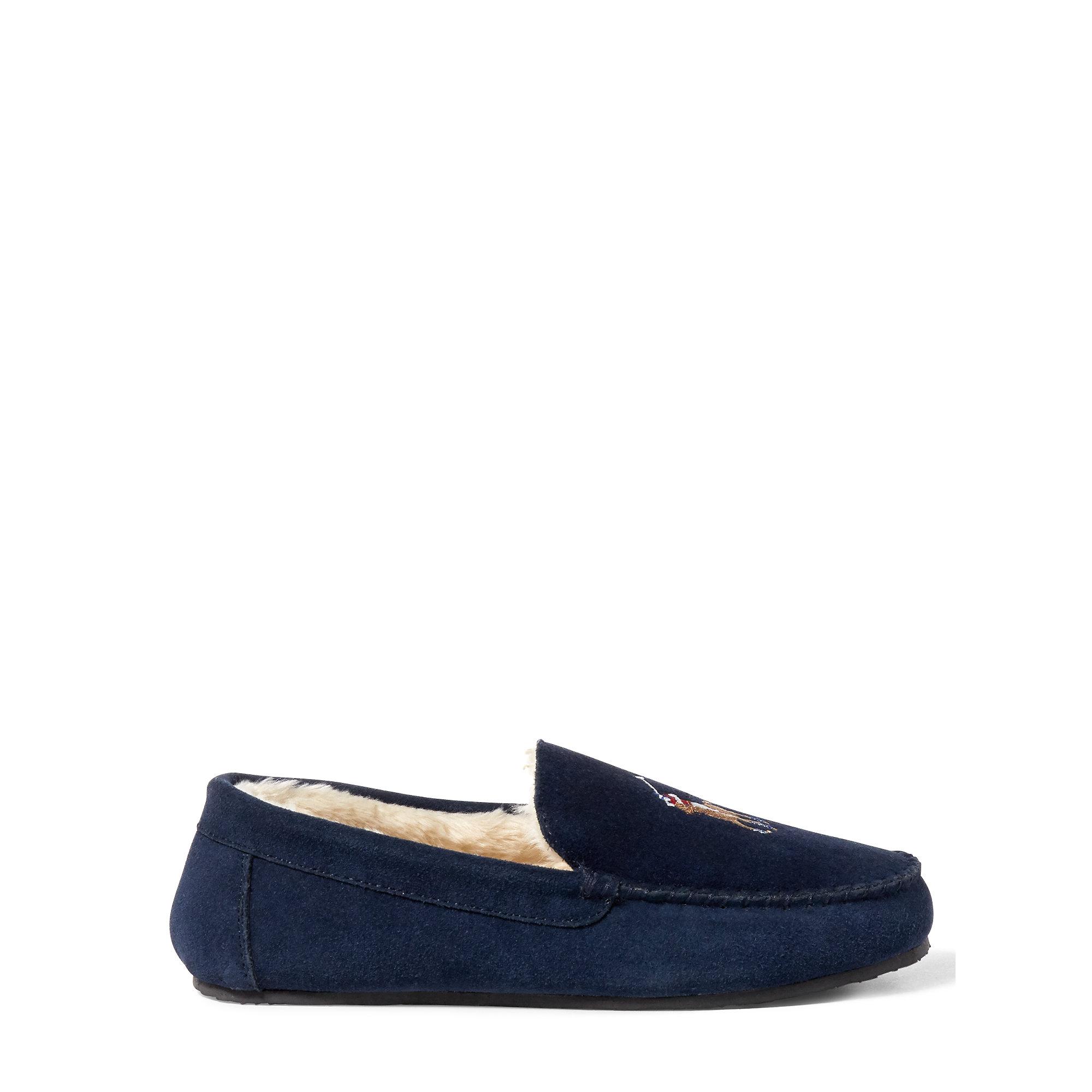 polo ralph lauren moccasin slipper in navy