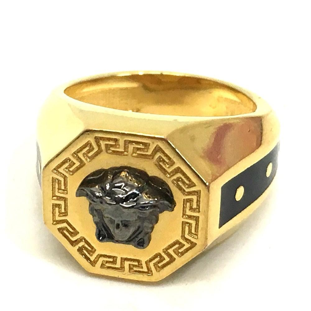 Lyst Versace Medusa Octagon Men's Ring Ring Gold/black in Metallic for Men